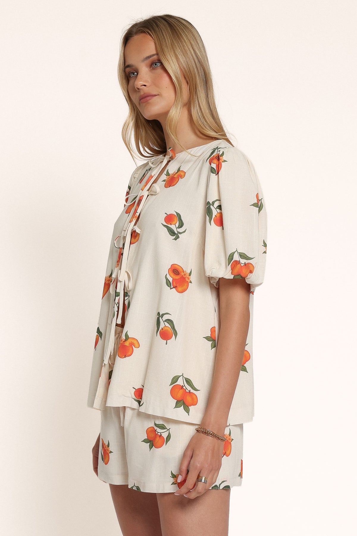 SETS Yaz Short Set - Cream Peach Print