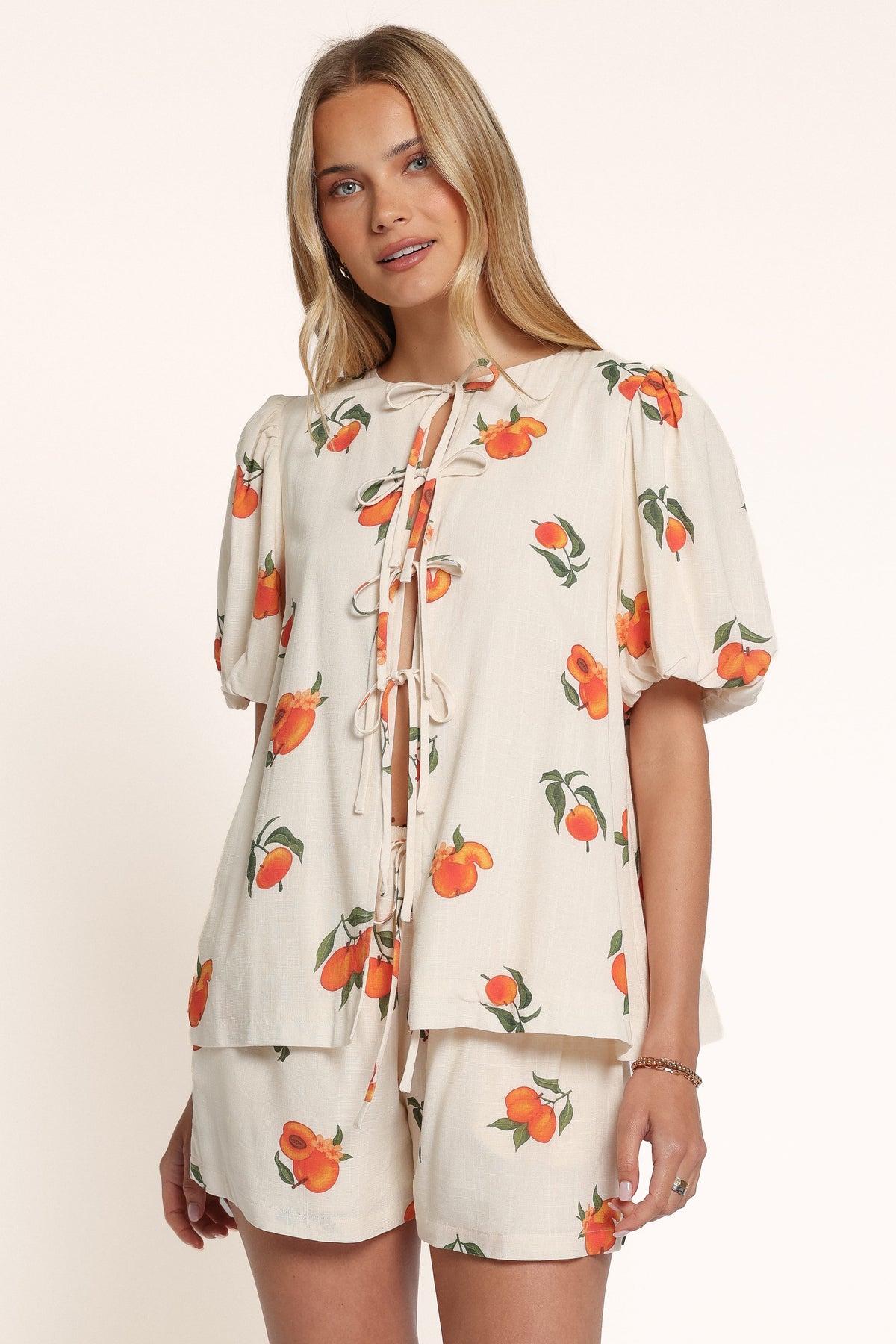 SETS Yaz Short Set - Cream Peach Print