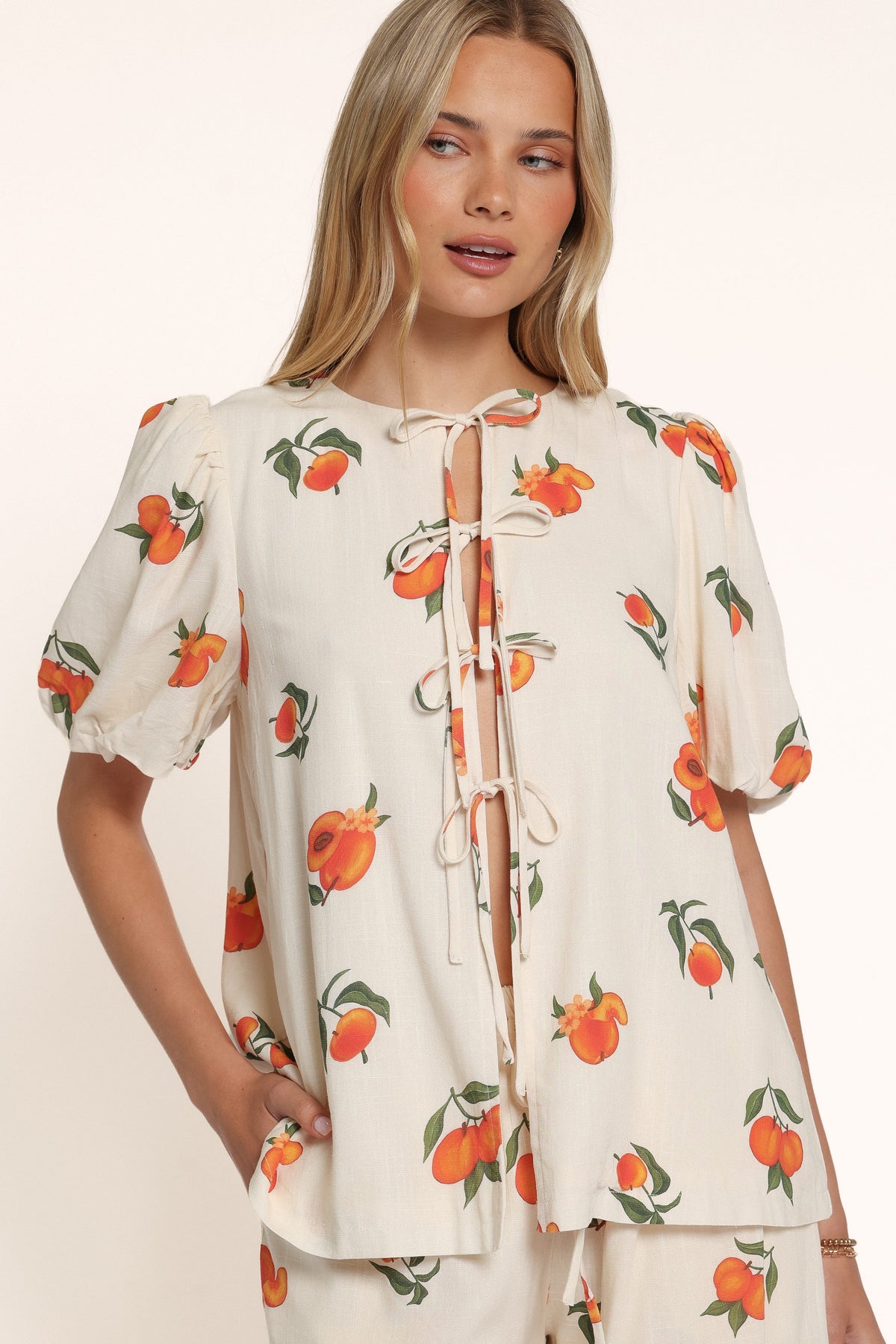 SETS Yaz Short Set - Cream Peach Print