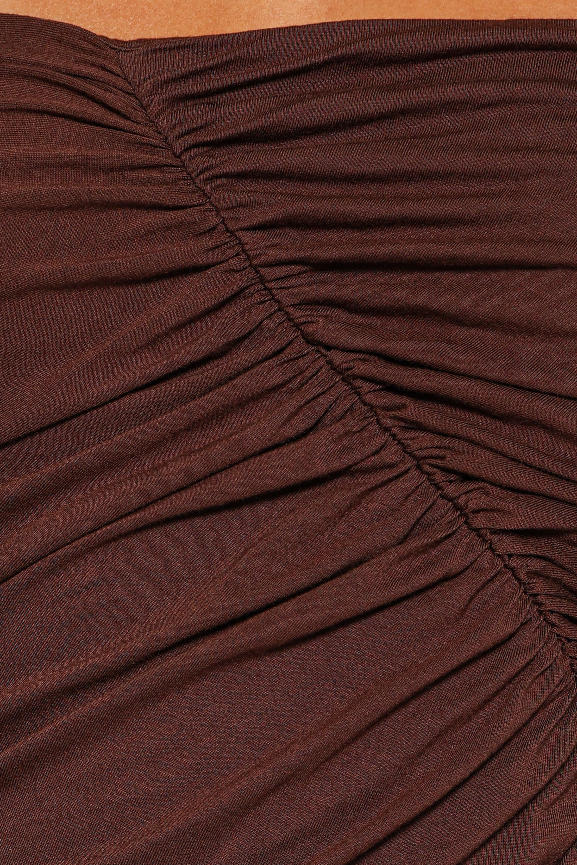 TOPS Allyson Ruched Knit Top - Brown