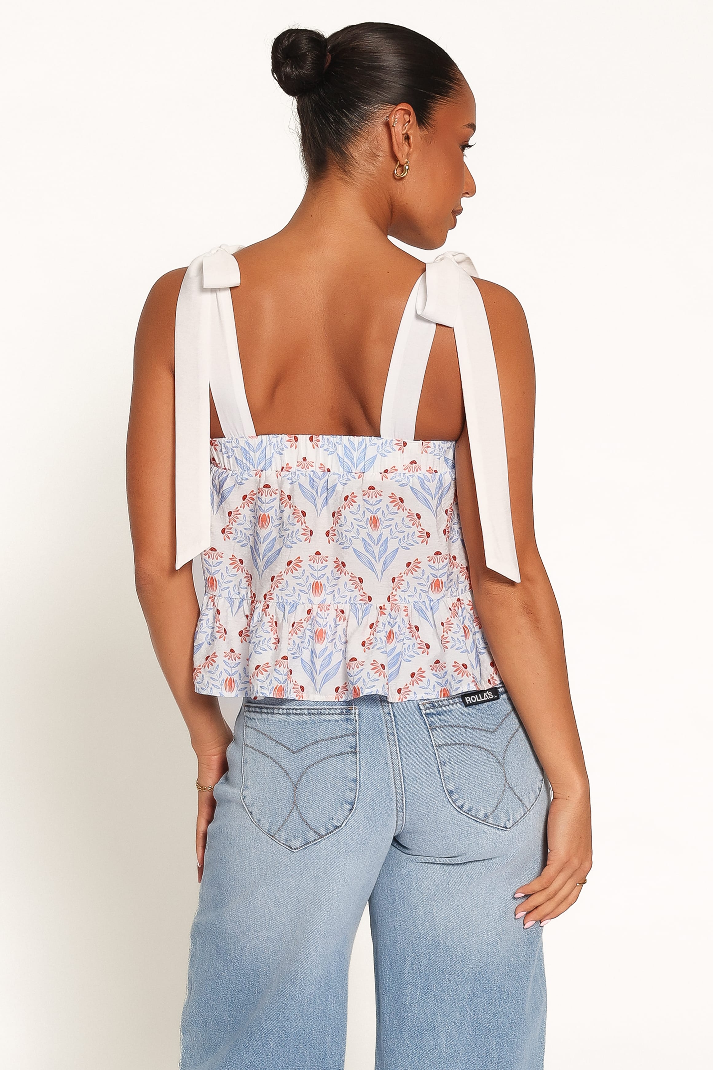 TOPS Aver Flounce Top - White Blue