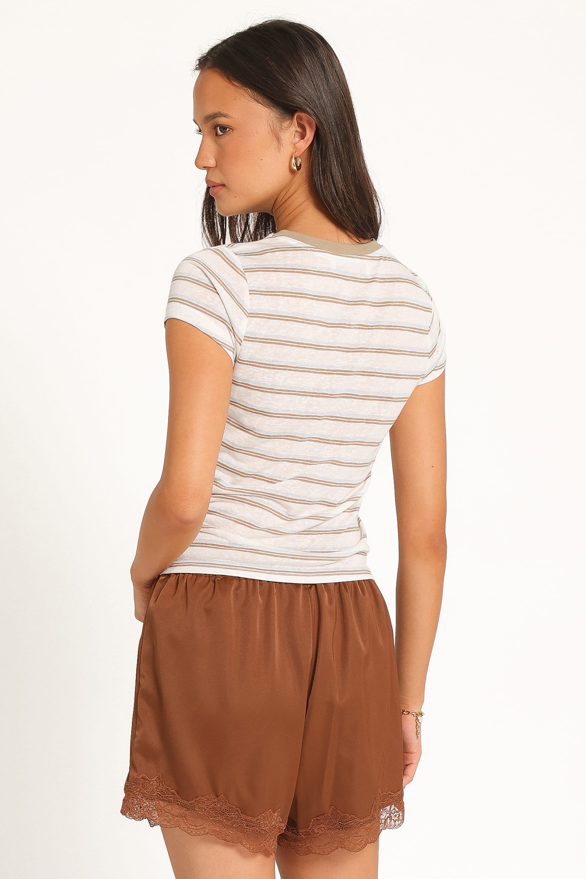 TOPS Billi Baby Tee - Beige Stripe
