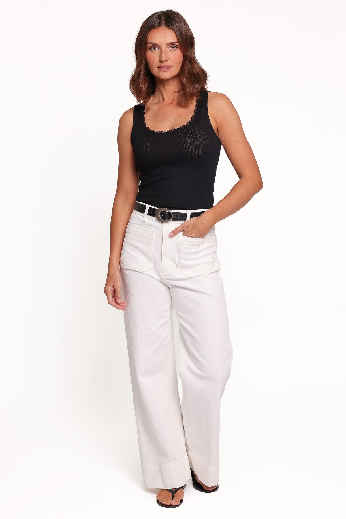 TOPS Bowie Pointelle Top - Black