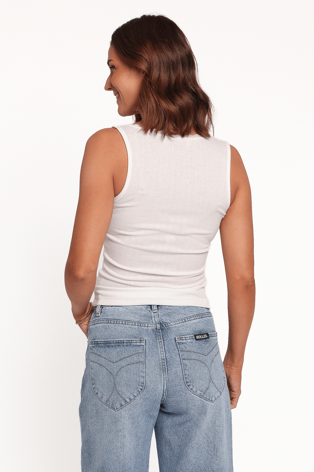 TOPS Bowie Pointelle Top - White