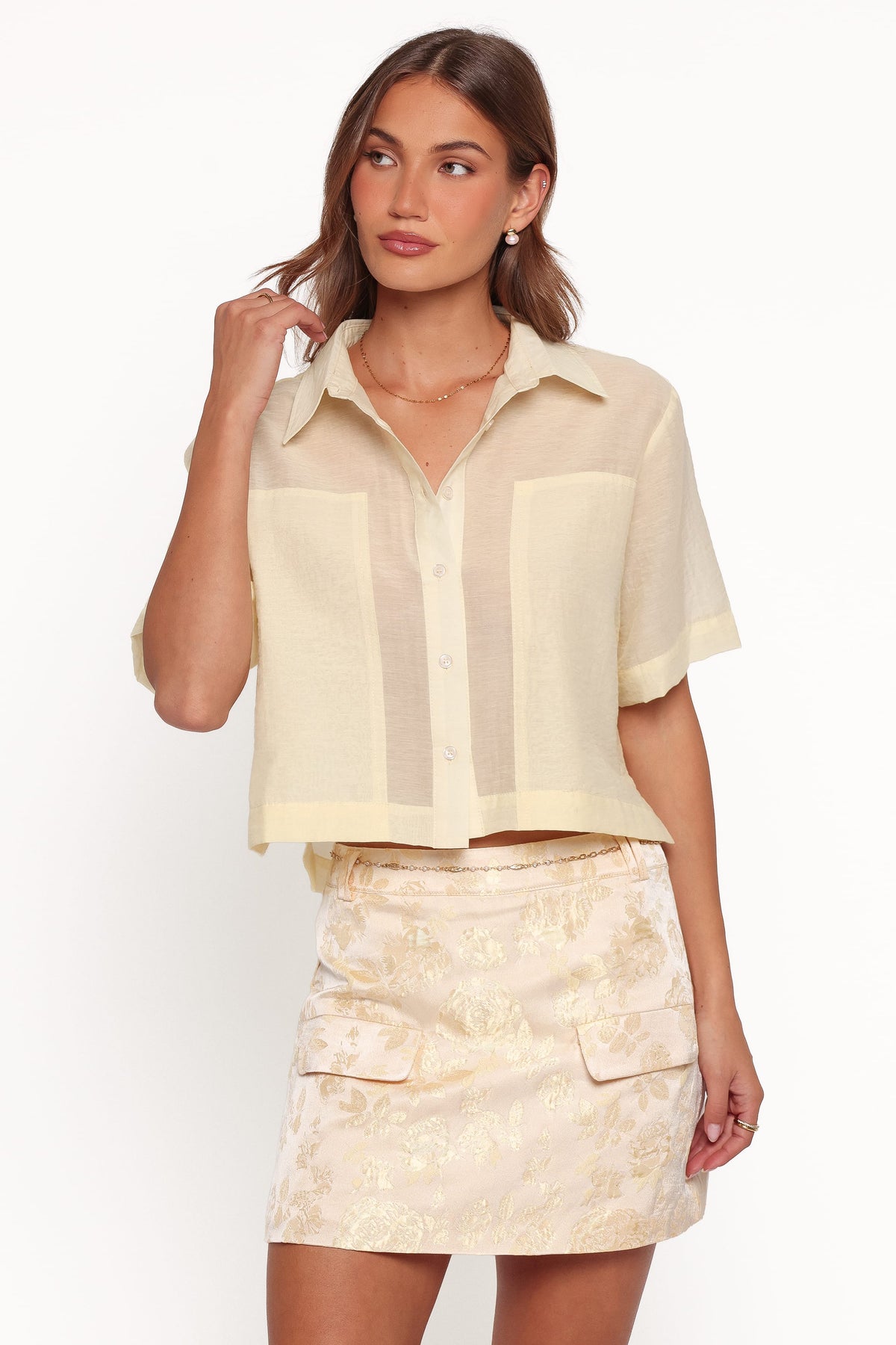TOPS Bridie Sheer Shirt - Butter Yellow