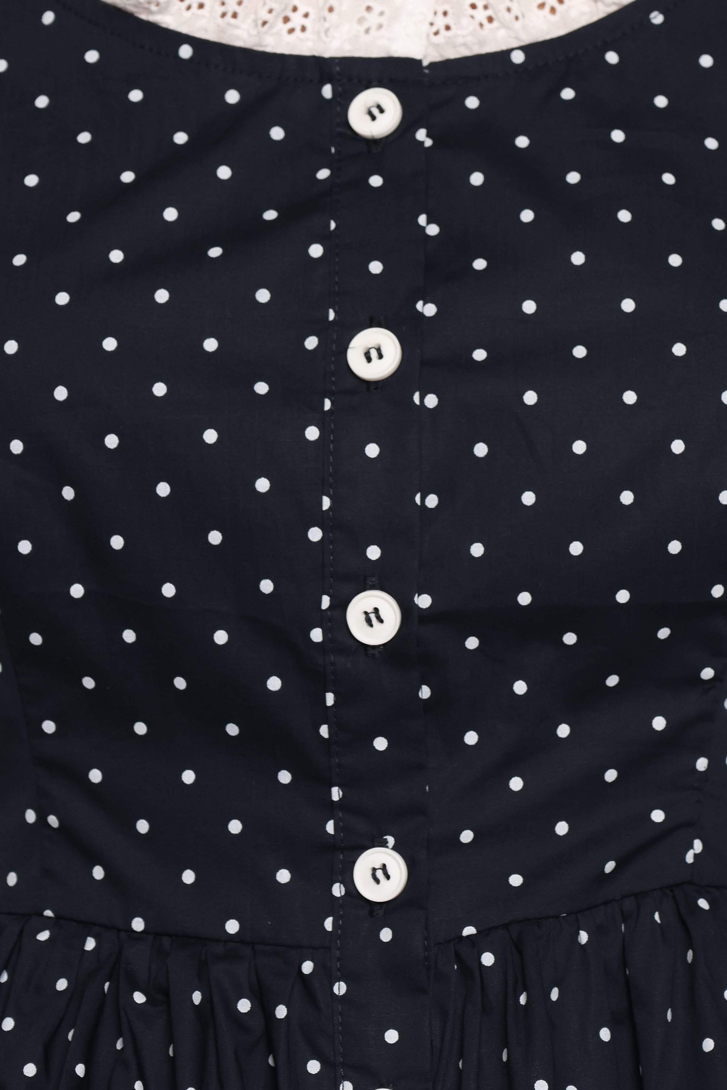 TOPS Carolina Top - Navy Polka Dot