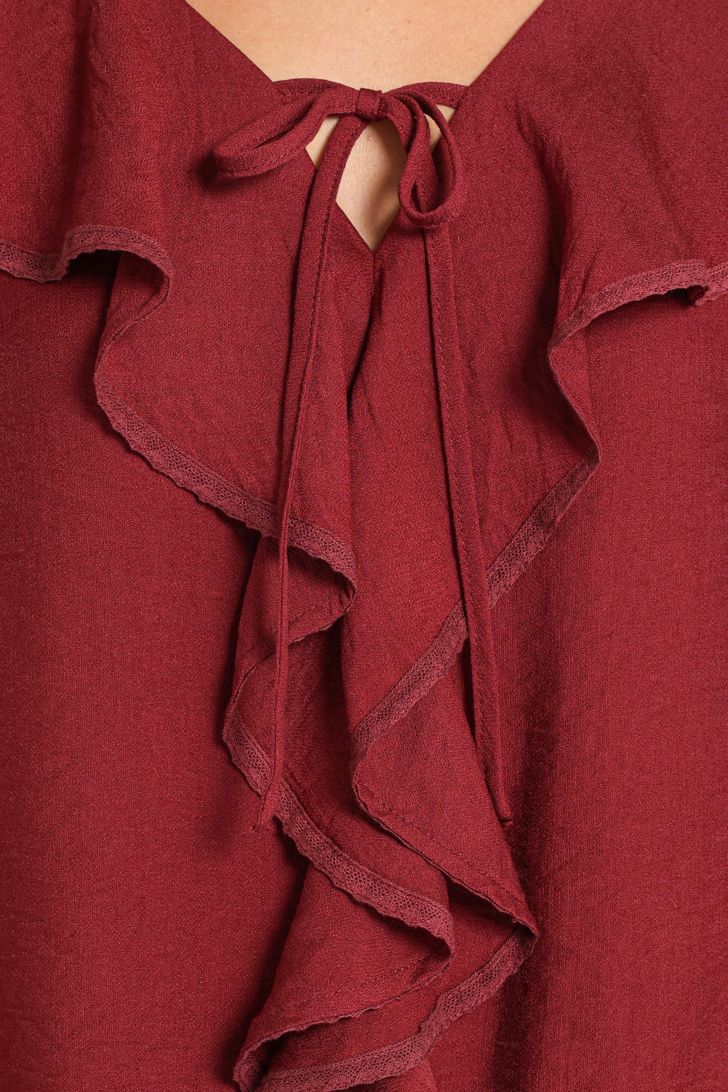 TOPS Delores Ruffle Top - Wine
