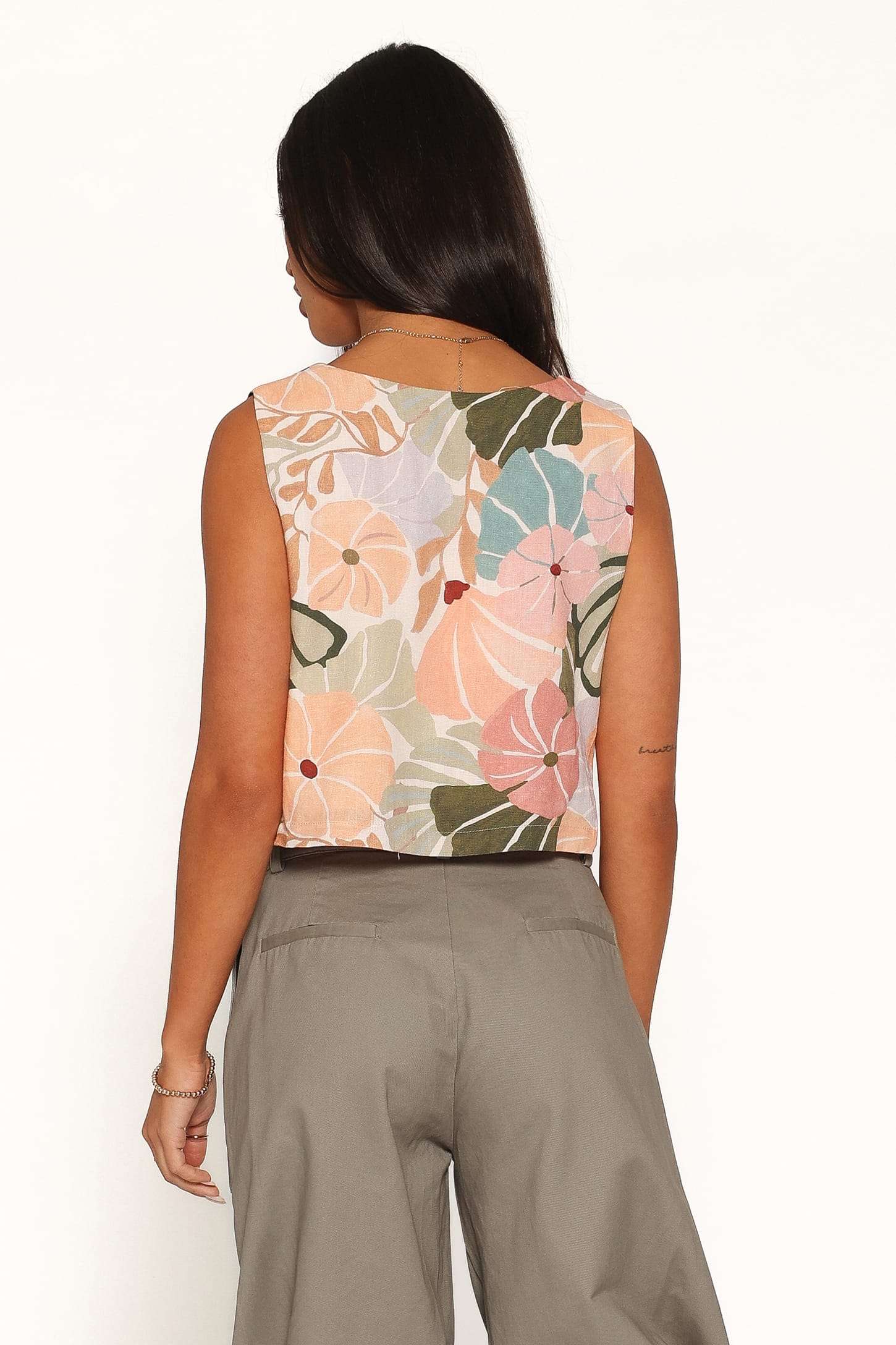 TOPS Devlin Top - Retro Orange Floral
