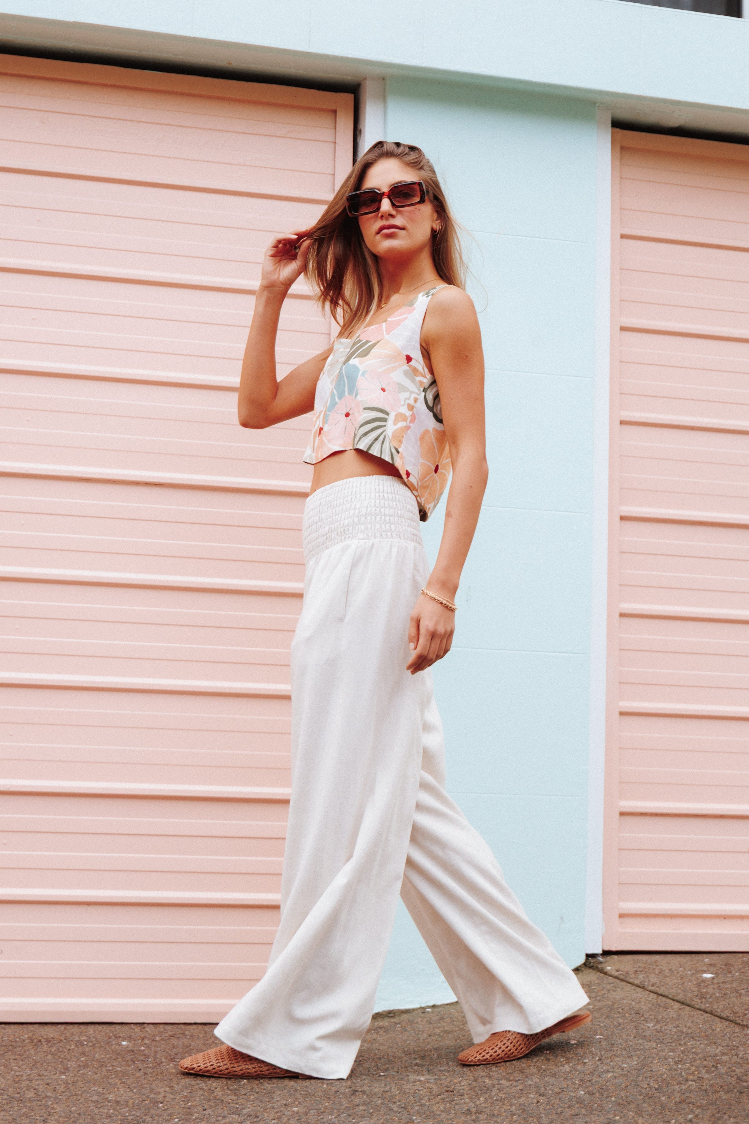 TOPS Devlin Top - Retro Orange Floral