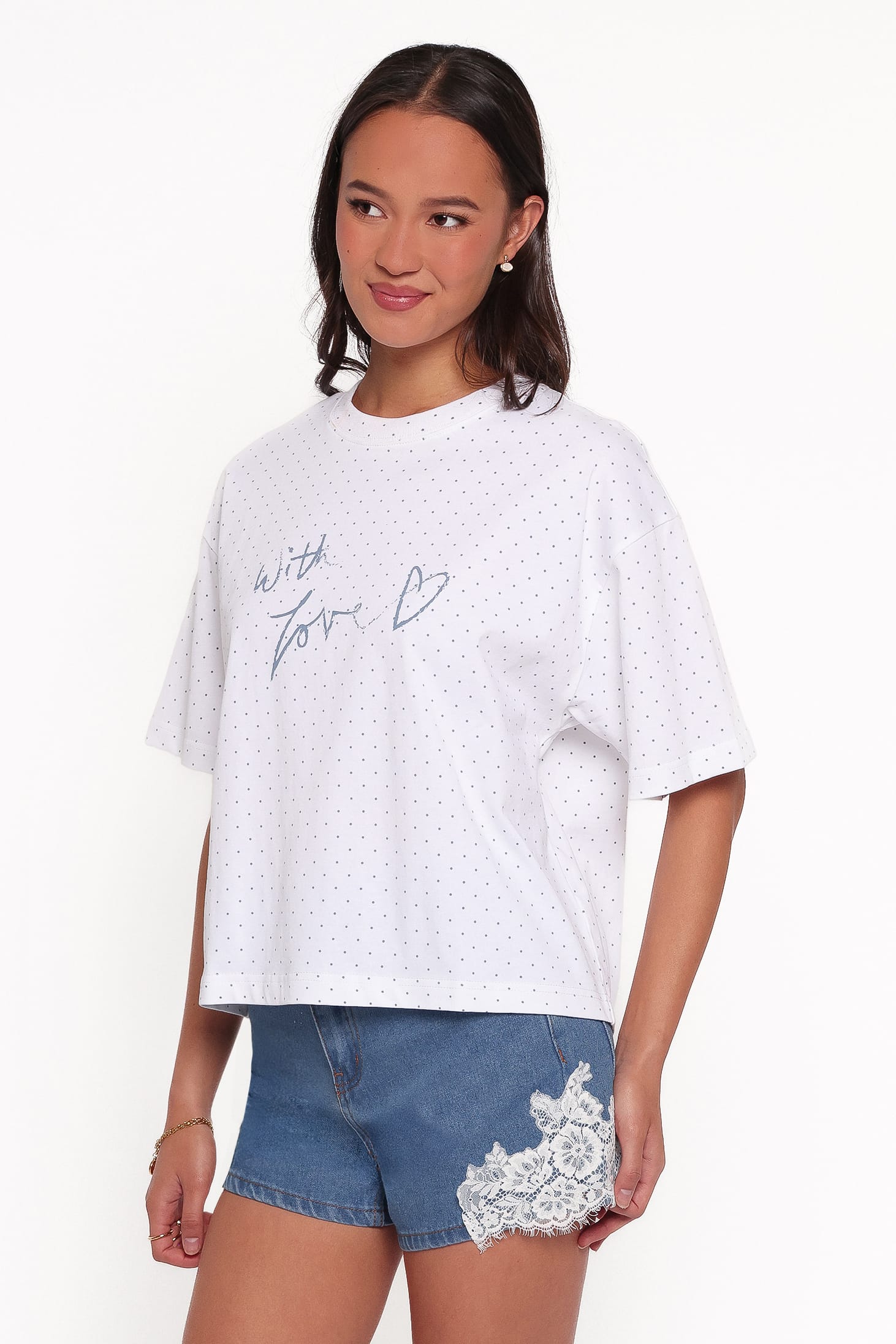 TOPS Emilie Graphic Tee - White Dot