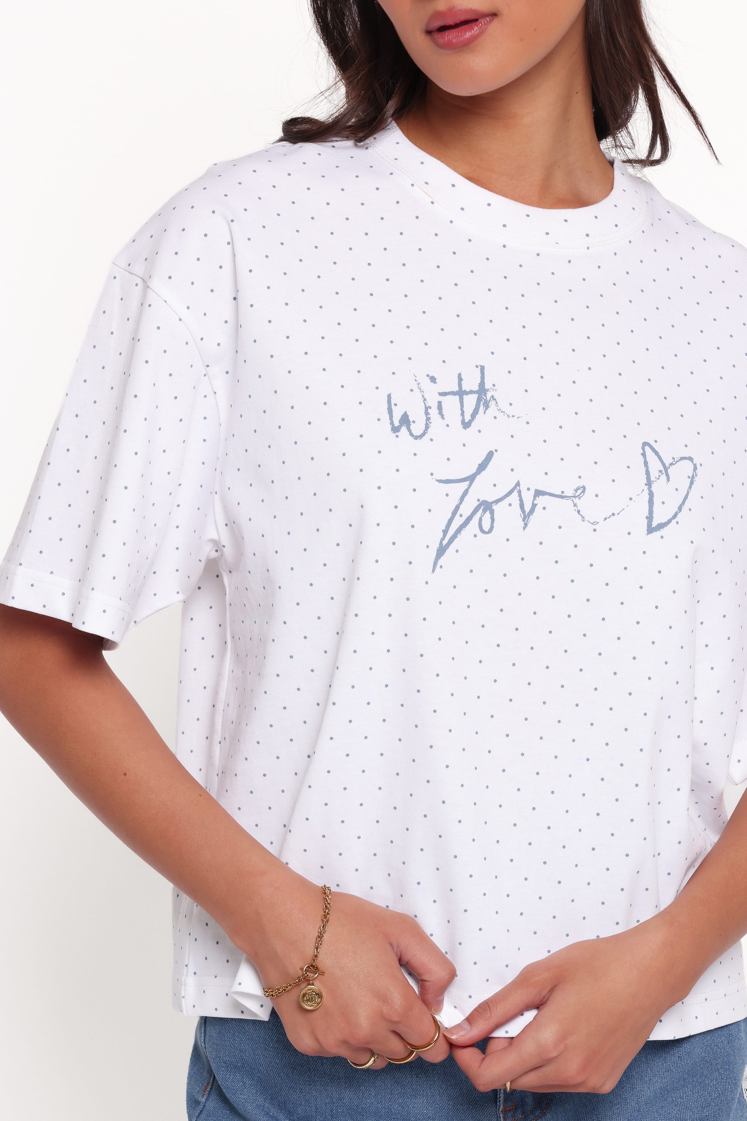 TOPS Emilie Graphic Tee - White Dot