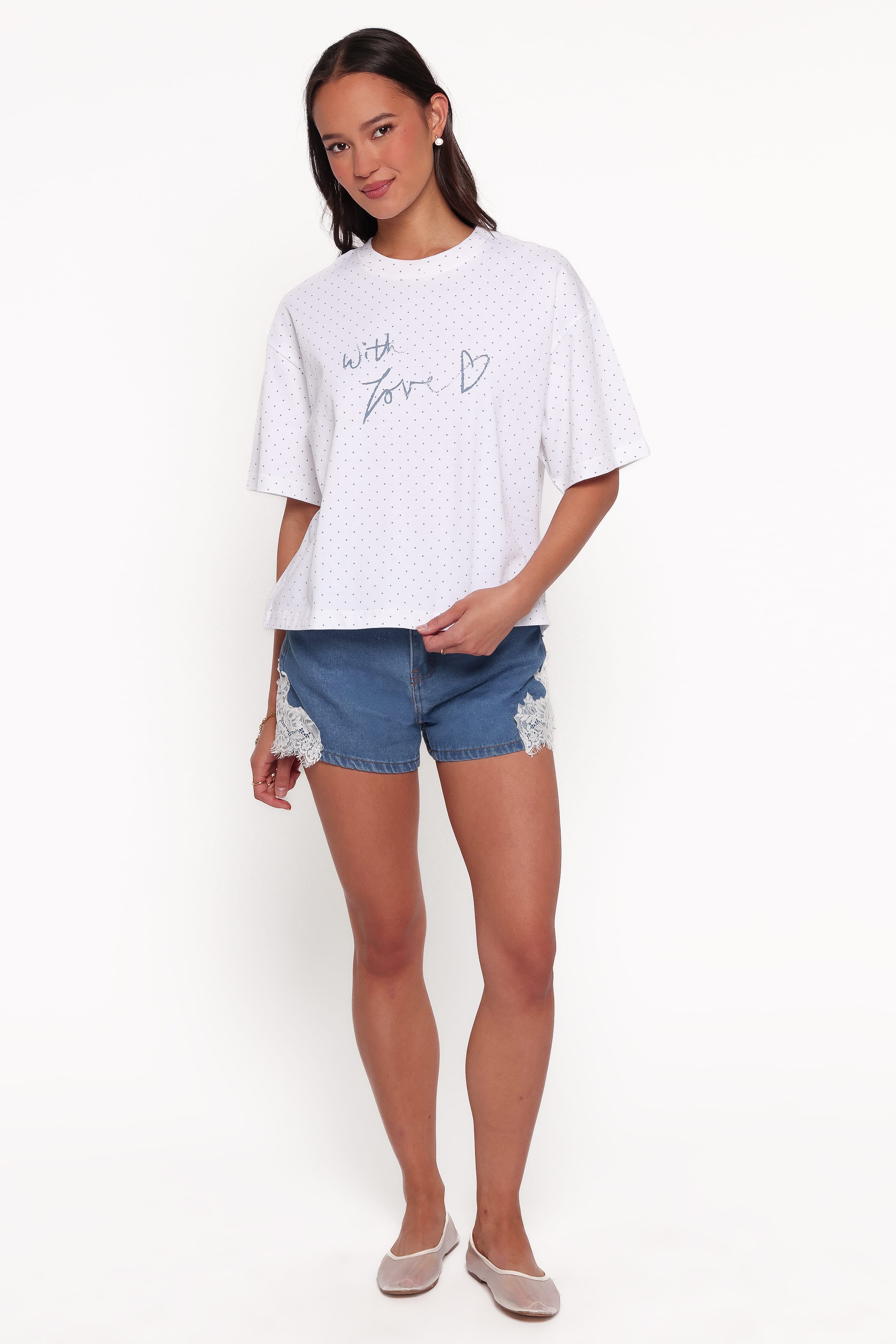 TOPS Emilie Graphic Tee - White Dot