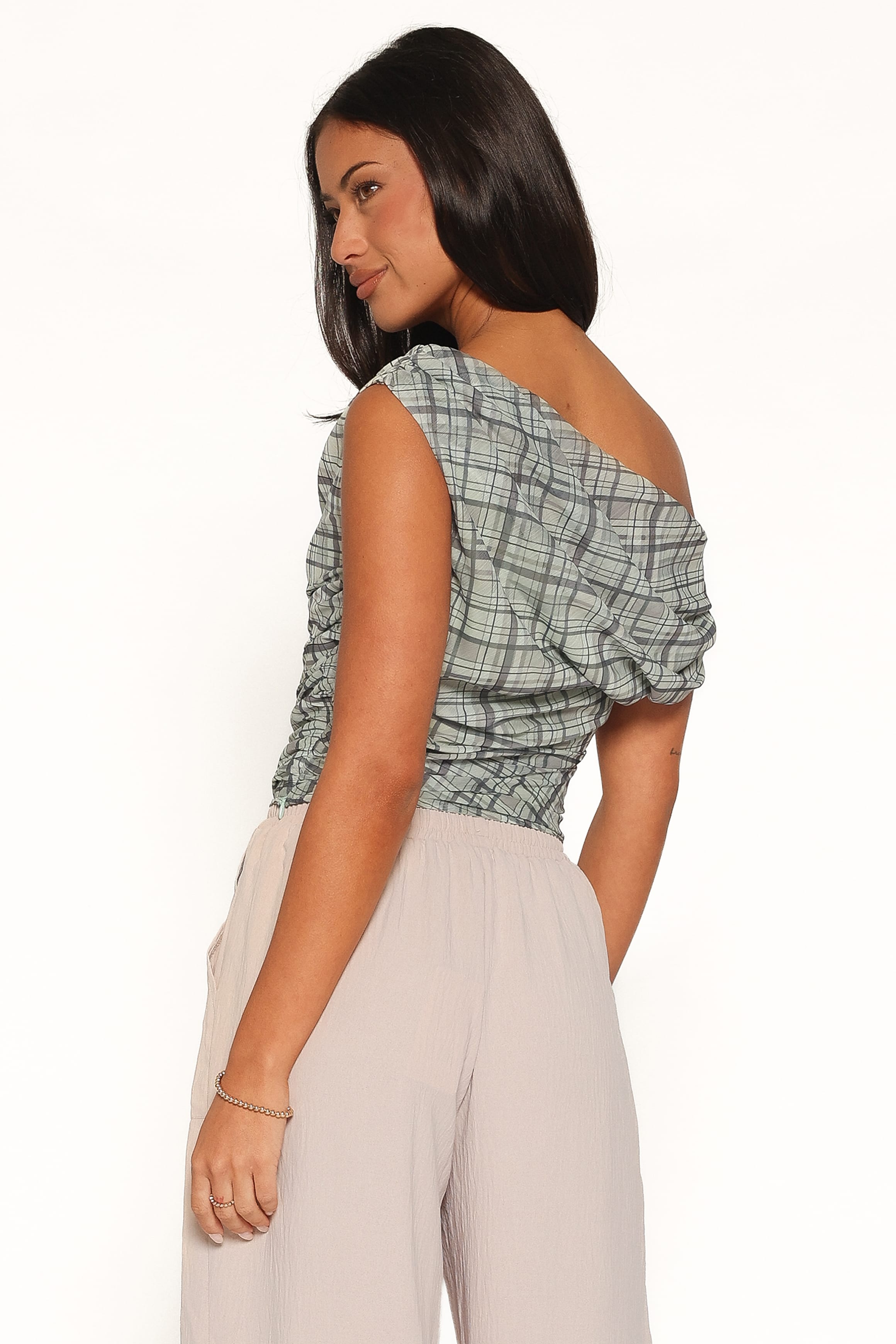 TOPS Evena Mesh Top - Green Plaid