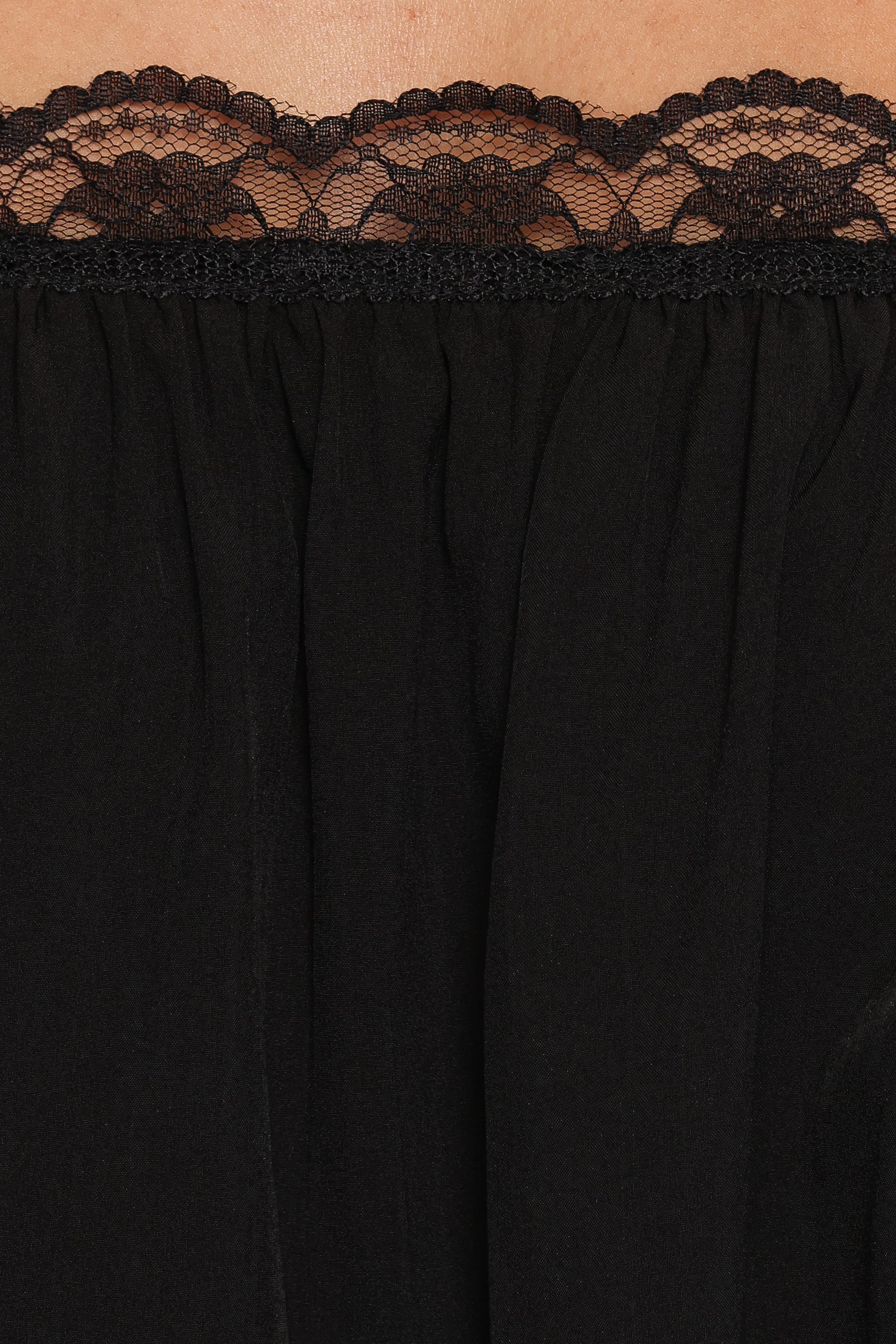 TOPS Imme Lace Trim Top - Black