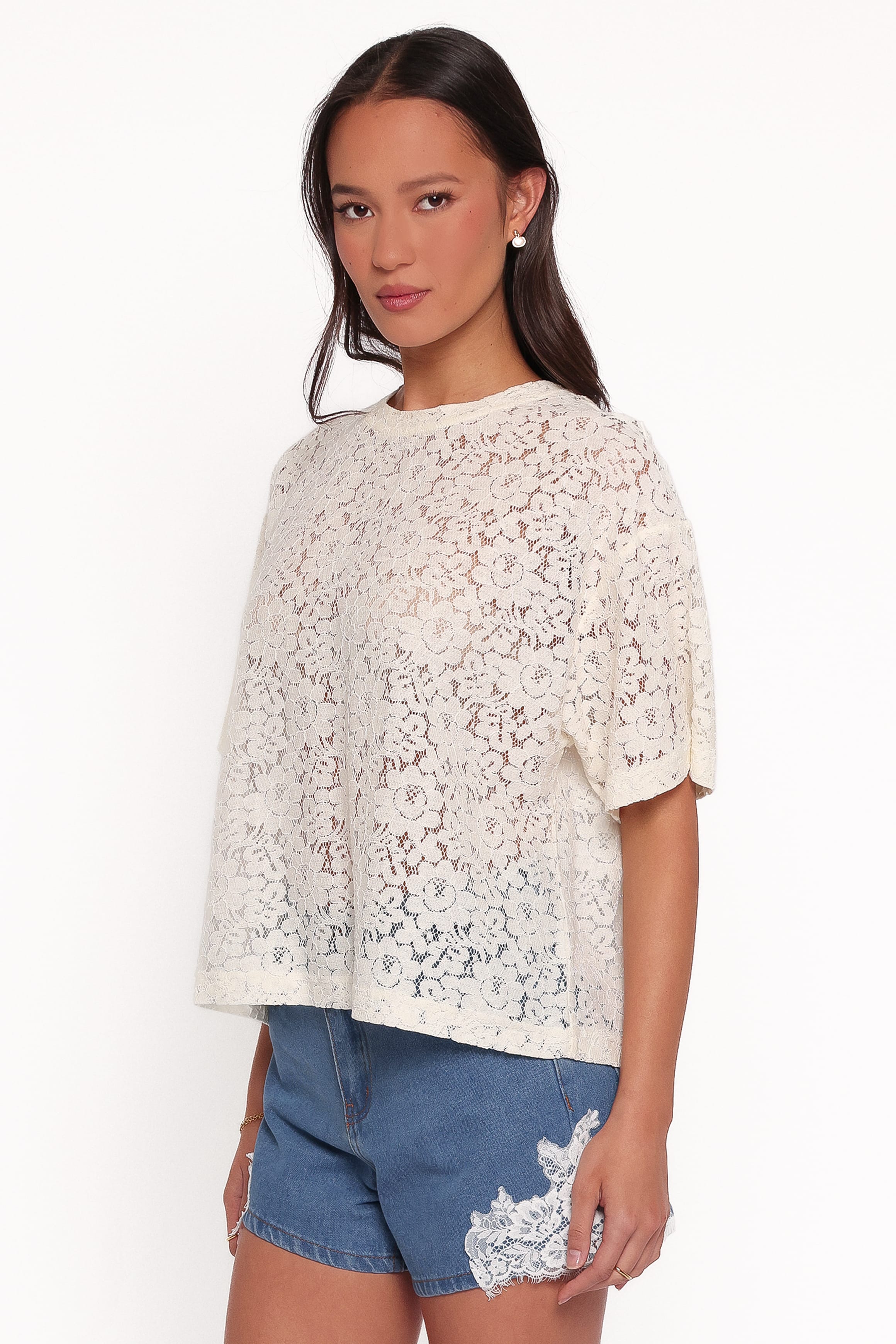 TOPS Indra Lace Tee - Cream