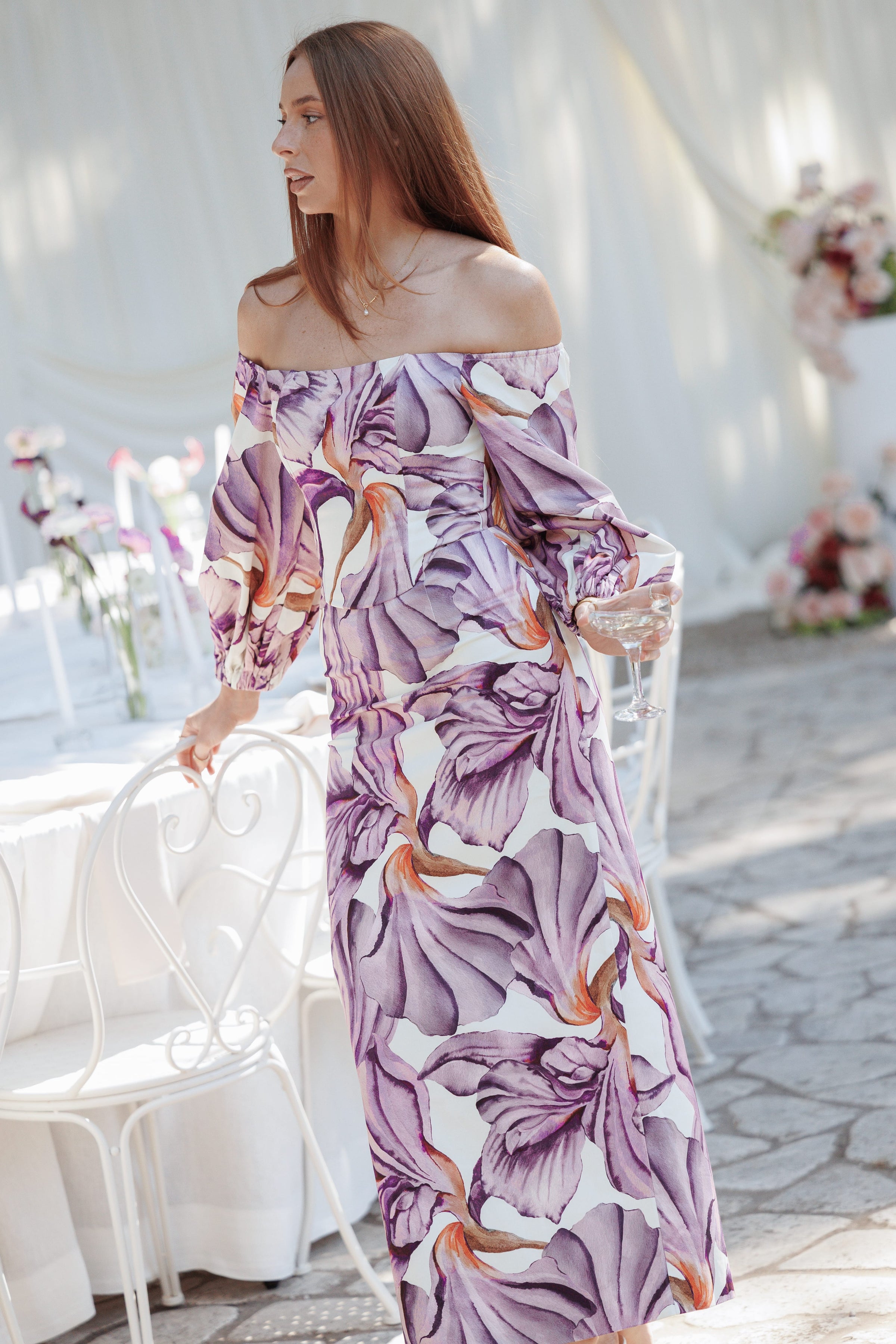 TOPS Kitty Off Shoulder Top - Orchid Floral