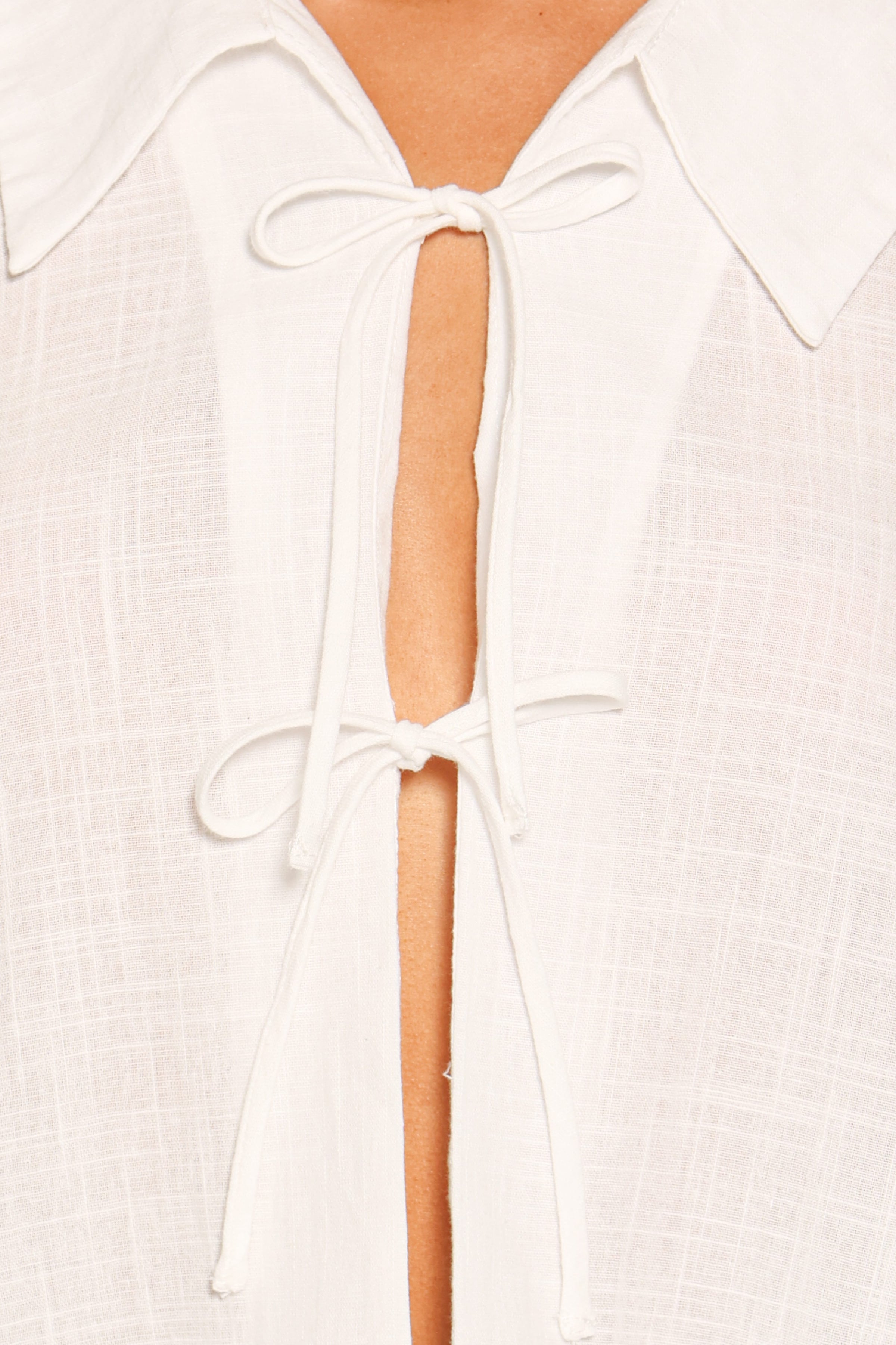 TOPS Liza Tie Front Shirt - White