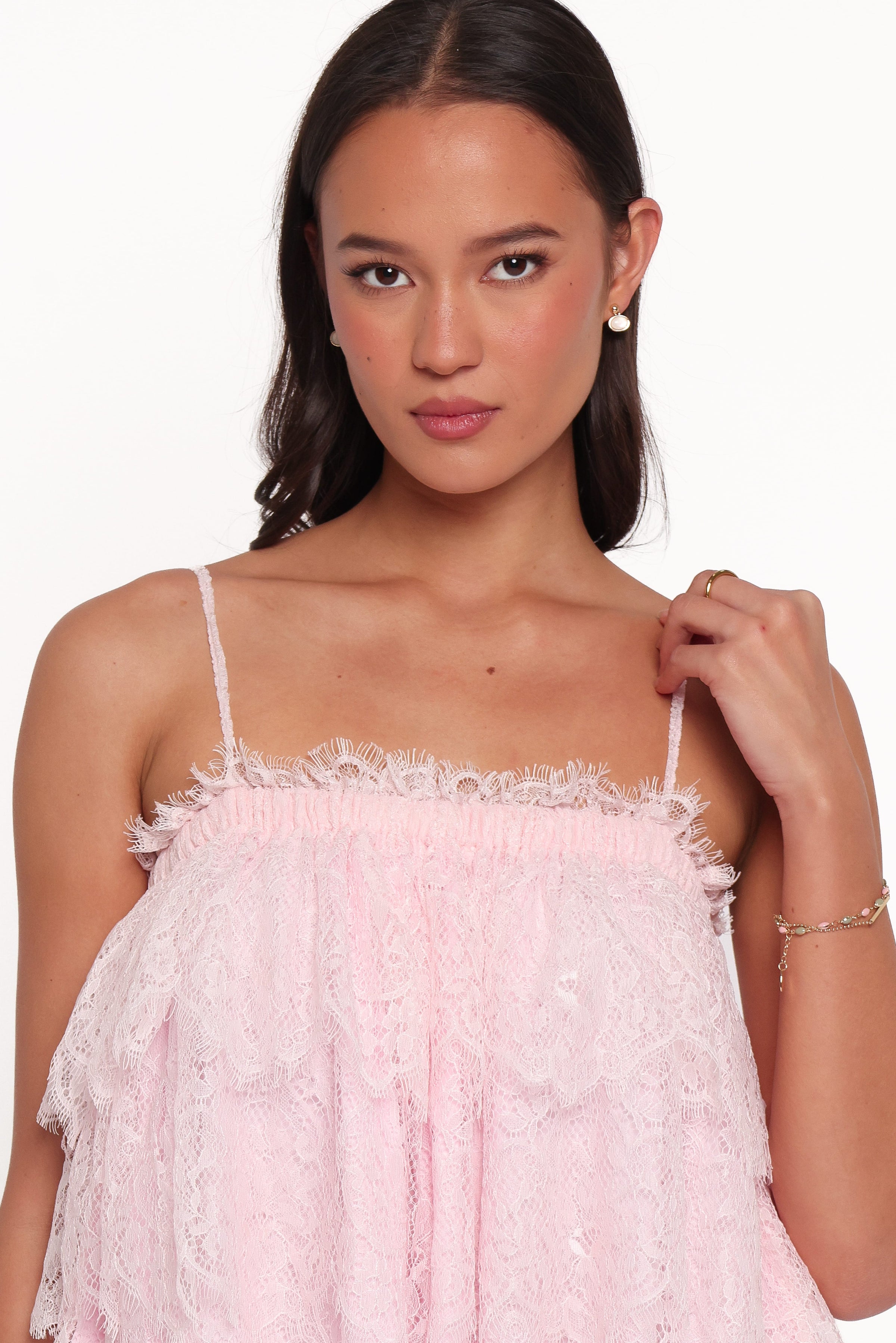 TOPS Lorinska Tiered Lace Cami - Pink