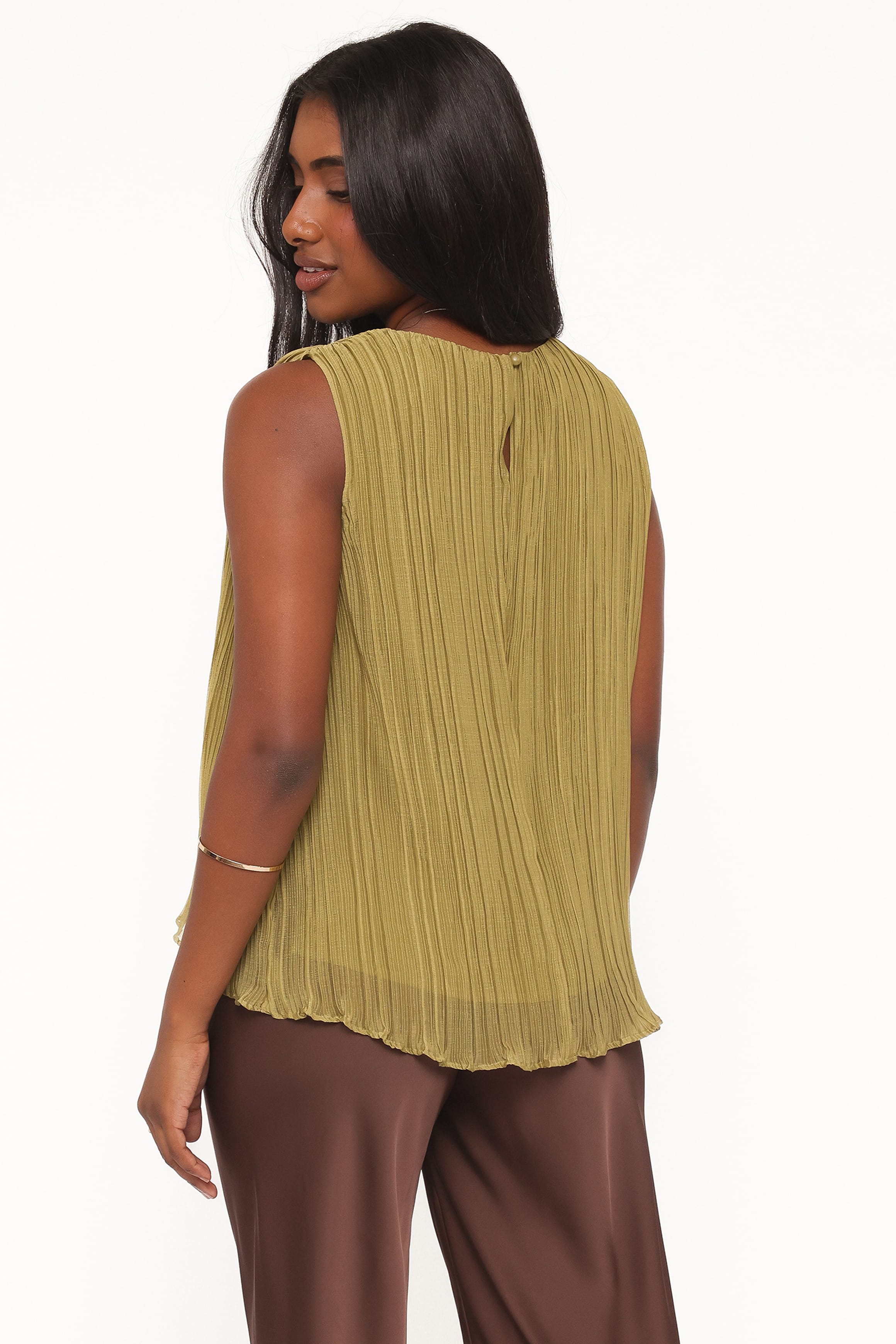 TOPS Marcia Plisse Top - Green