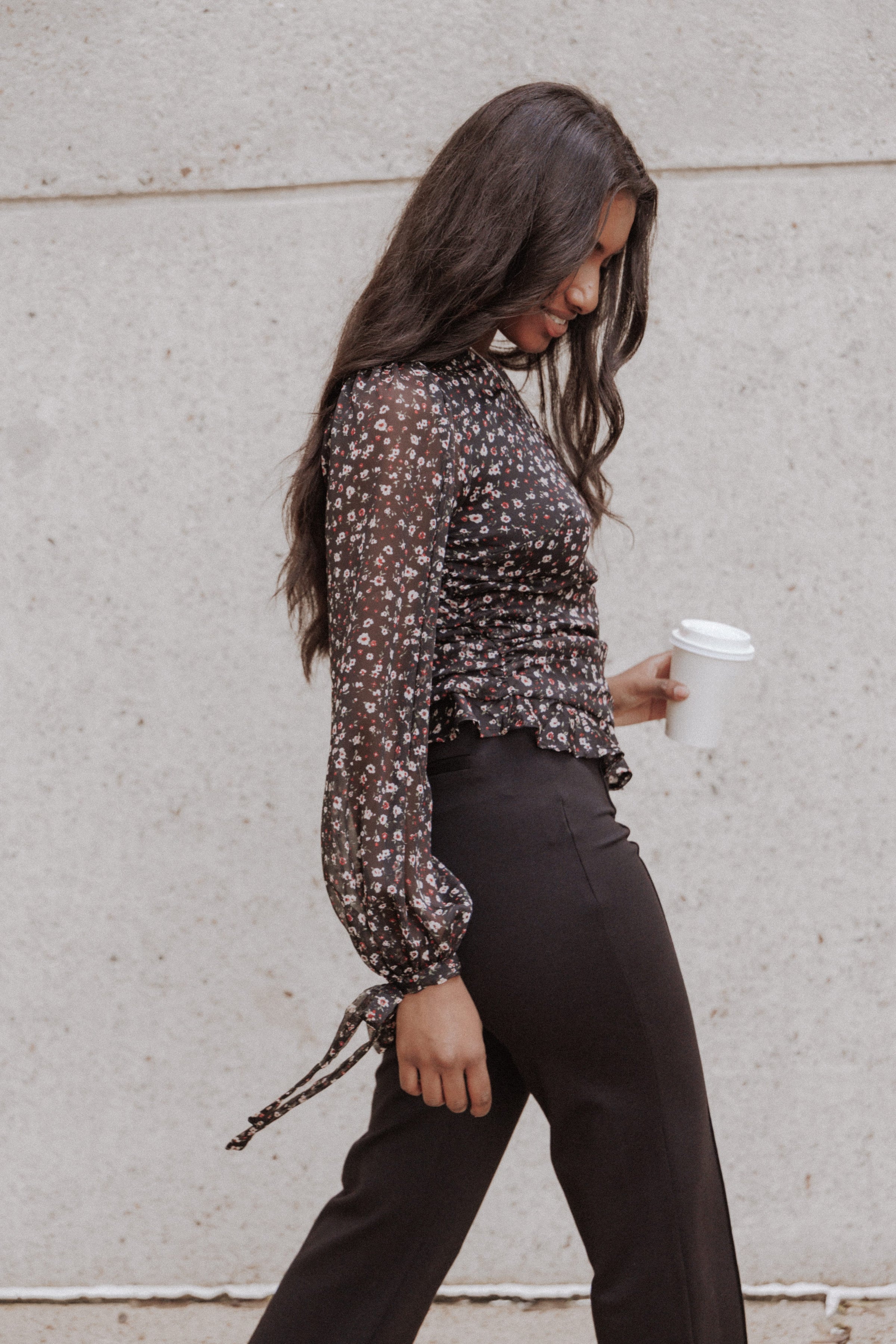 TOPS Naima Off Shoulder Top - Black Floral