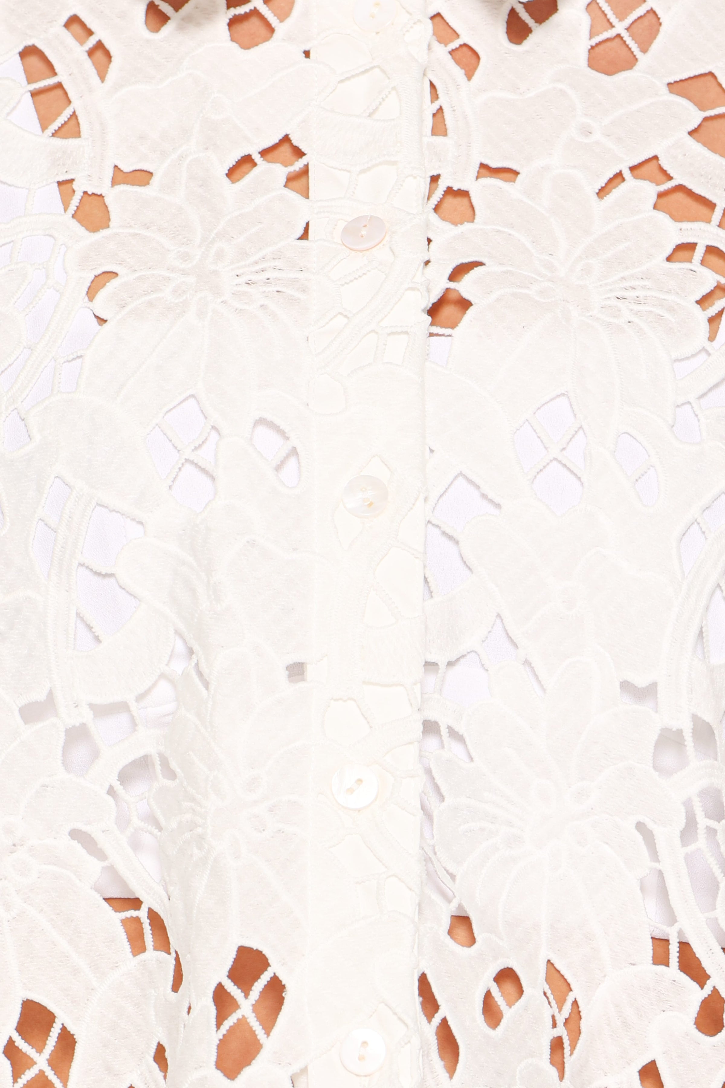 TOPS Orion Eyelet Crop Button Down - White