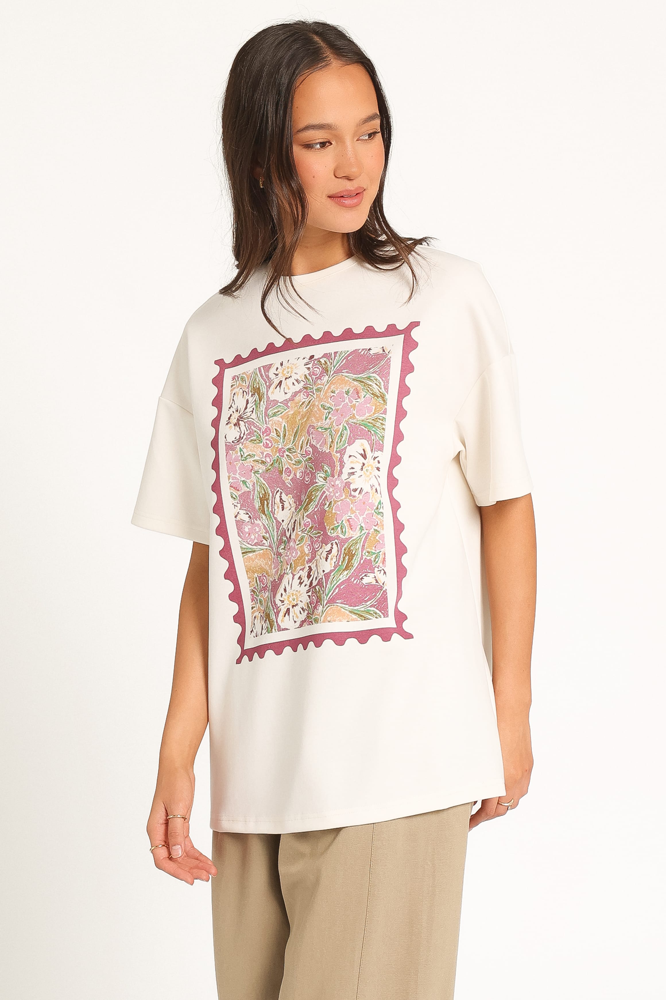 TOPS Orlaith Graphic Tee - Ivory Stamp