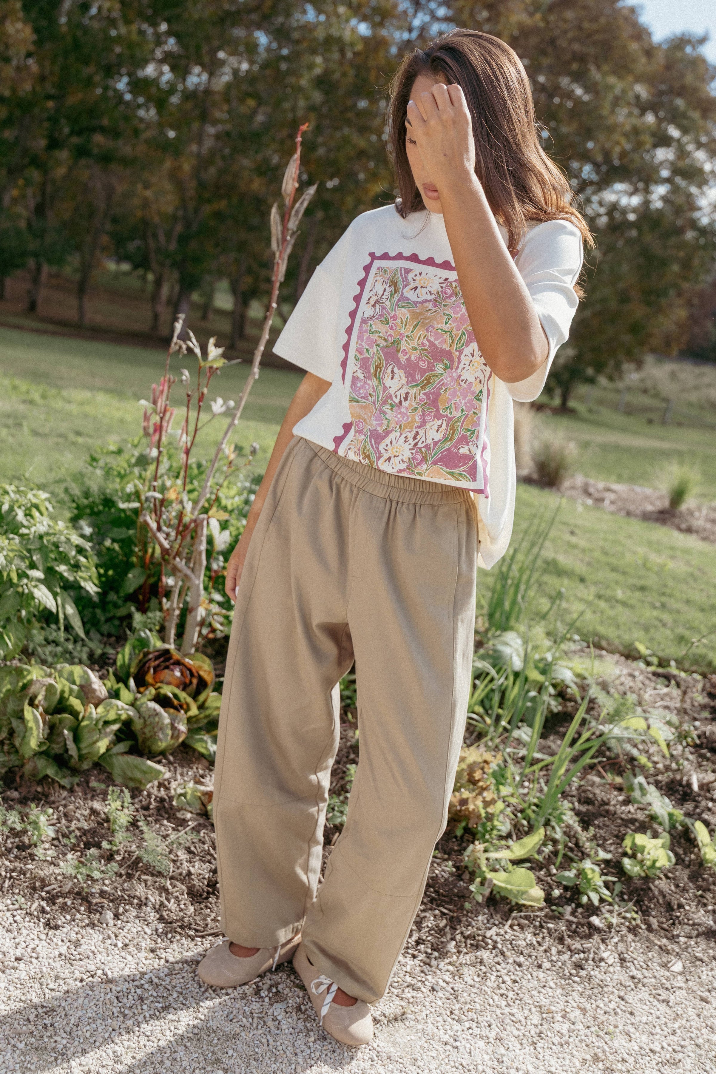 TOPS Orlaith Graphic Tee - Ivory Stamp