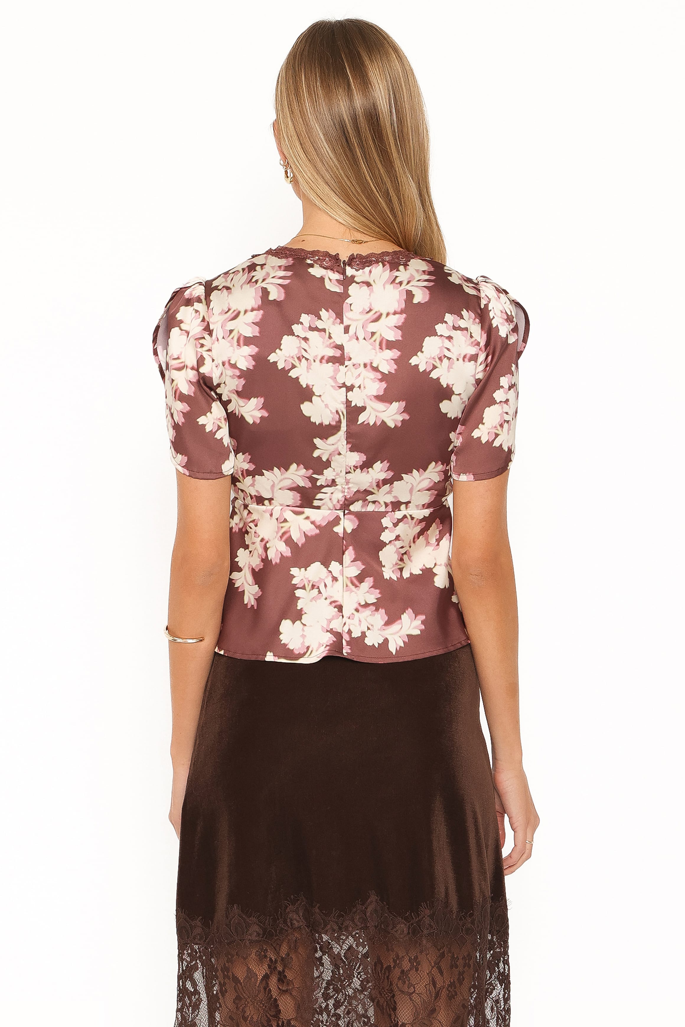 TOPS Owen Lace Insert Top - Pink Rum Floral