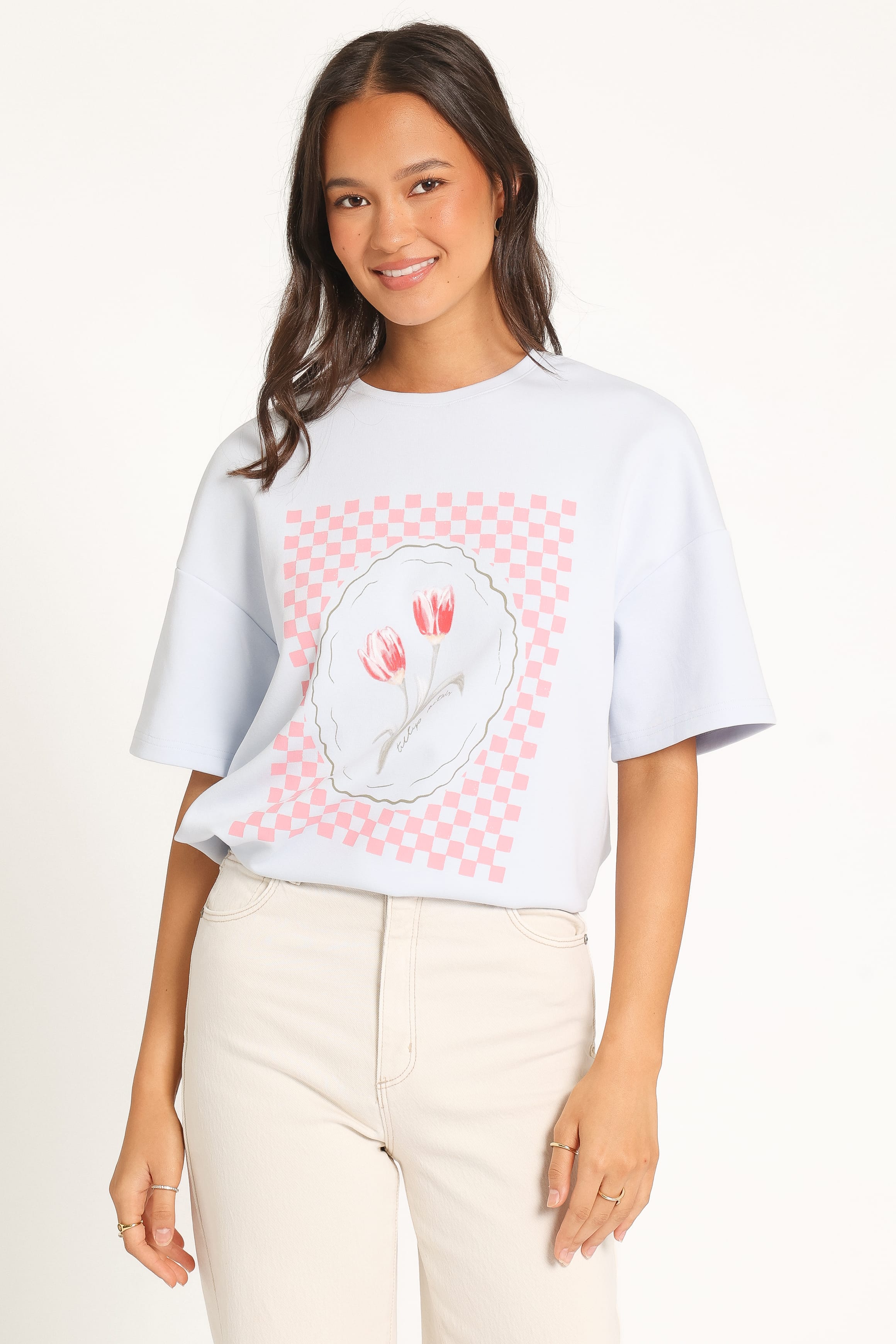 TOPS Patterson Graphic Tee - Baby Blue