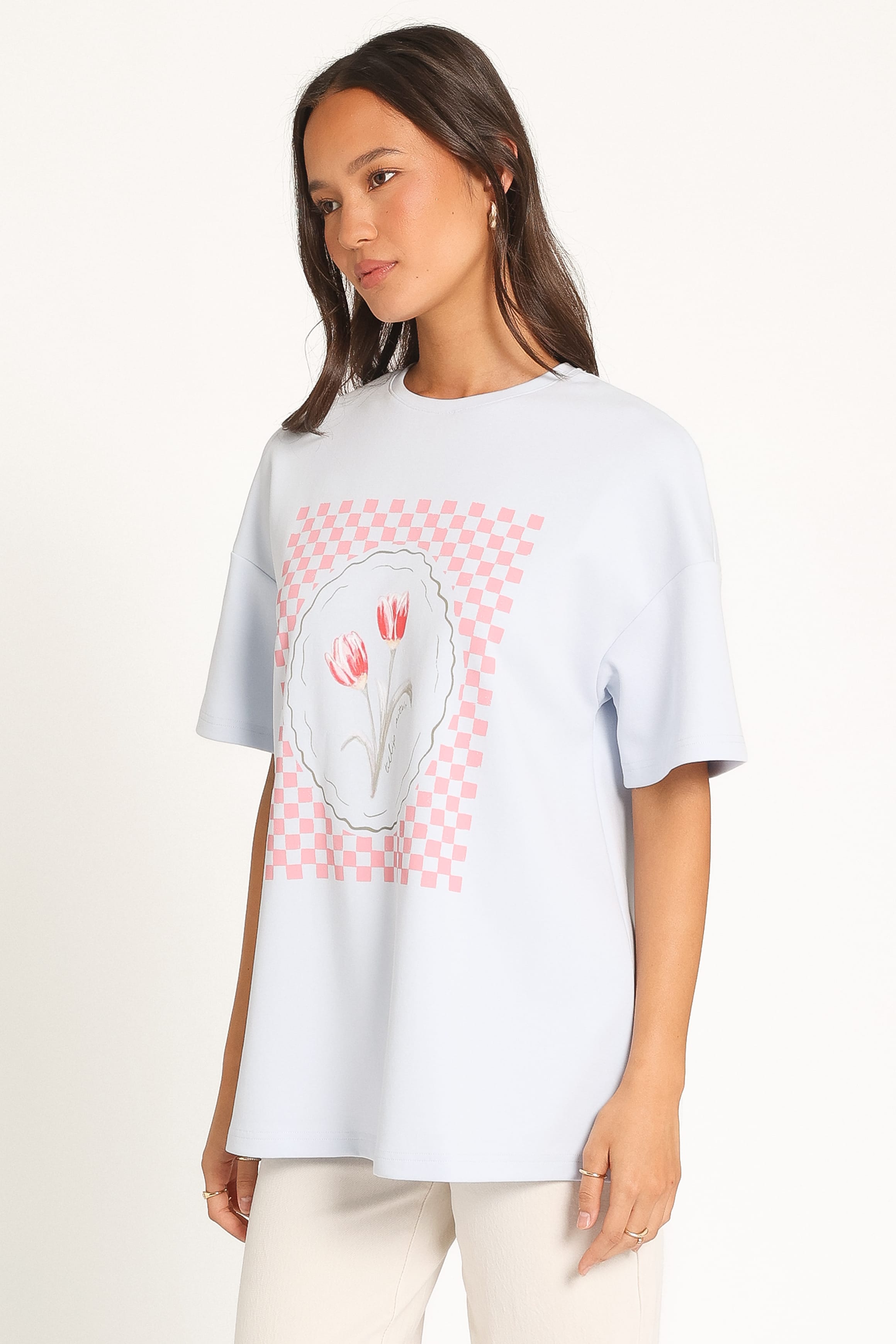 TOPS Patterson Graphic Tee - Baby Blue