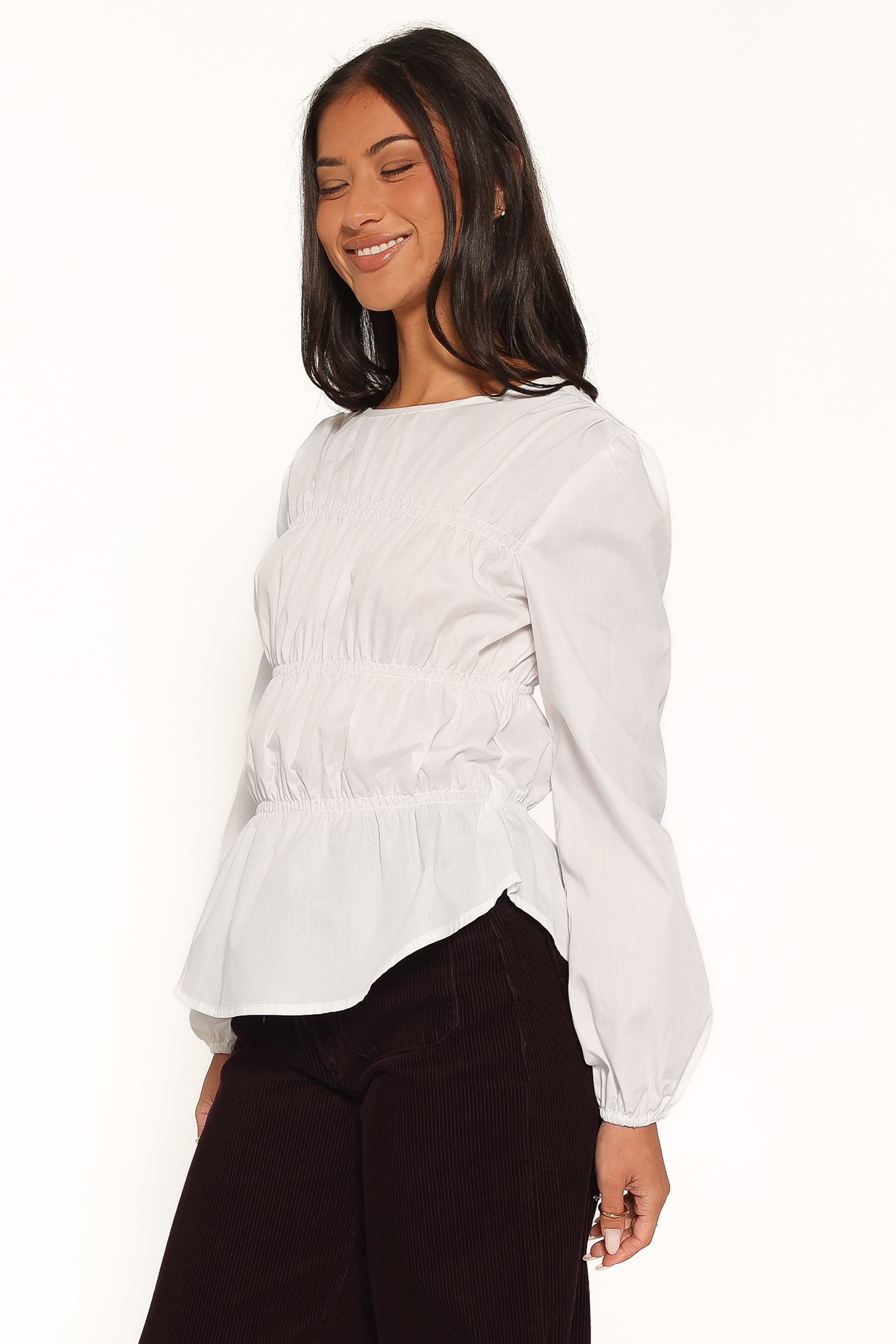 TOPS Patty Gathered Top - White