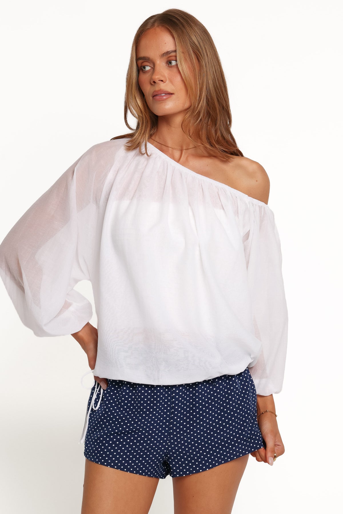 TOPS Pipper Off Shoulder Blouse - White
