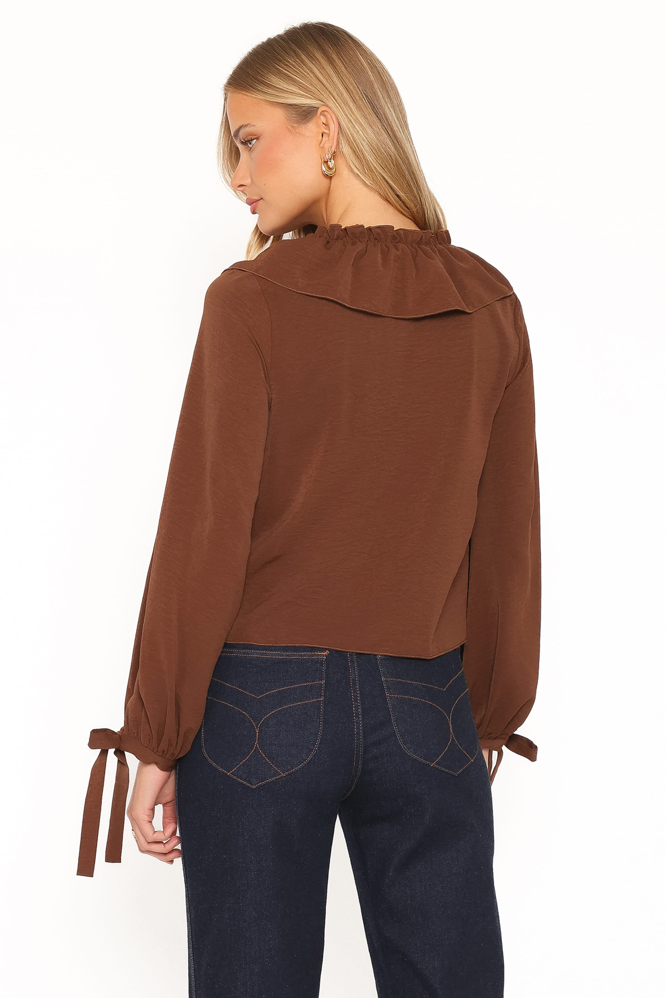 TOPS Quinley Ruffle Top - Chocolate