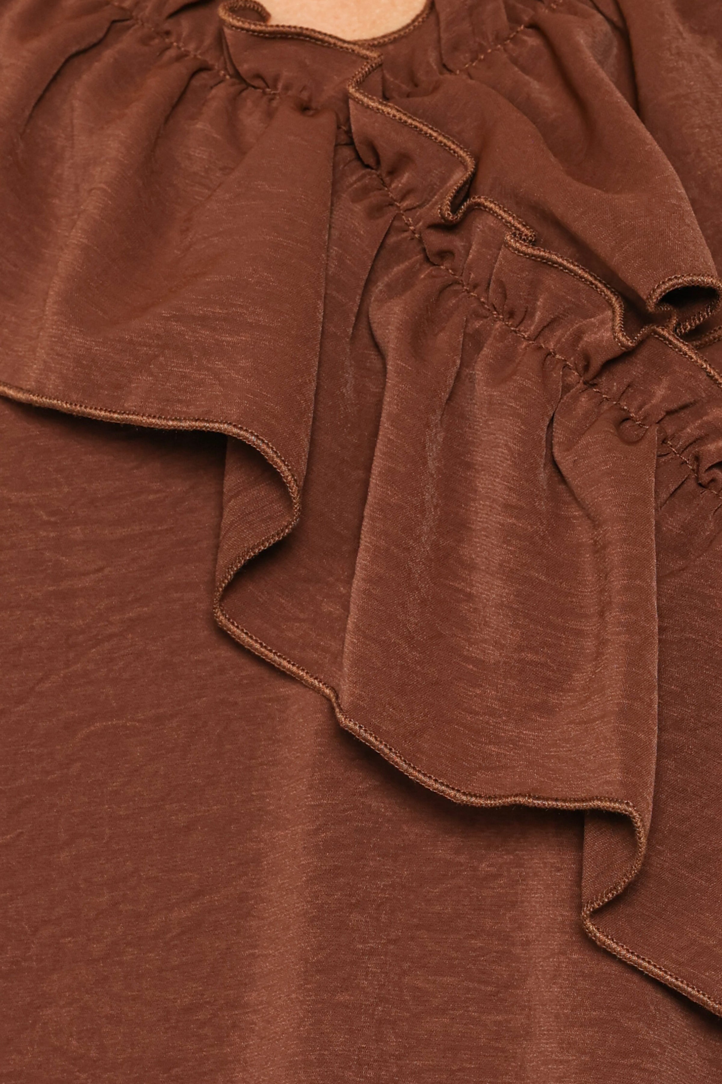 TOPS Quinley Ruffle Top - Chocolate