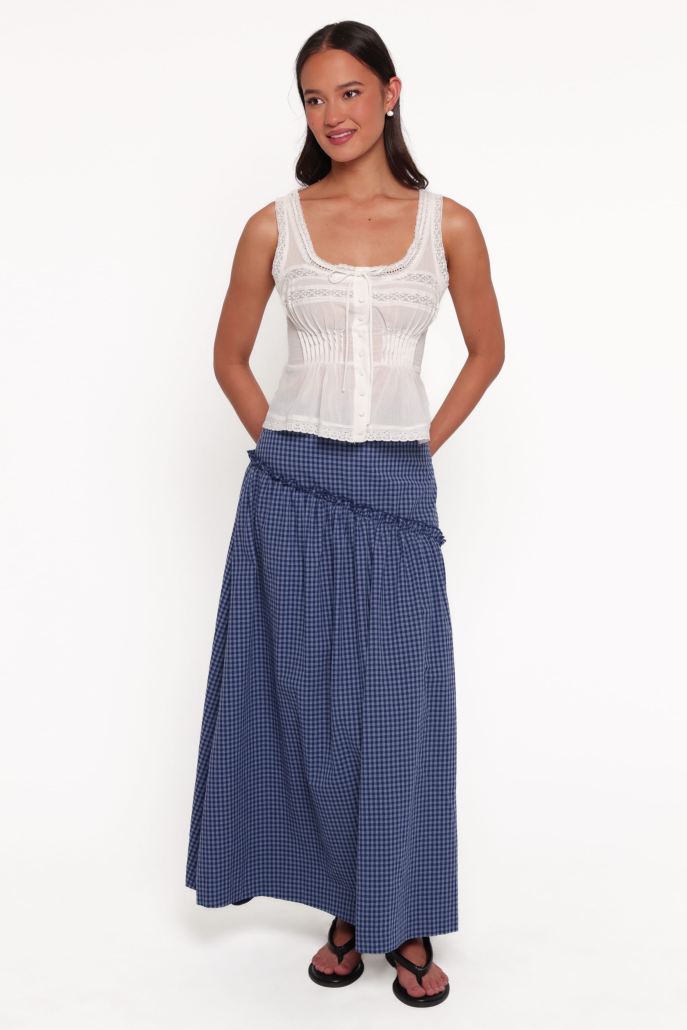 TOPS Remington Lace Inset Top - White
