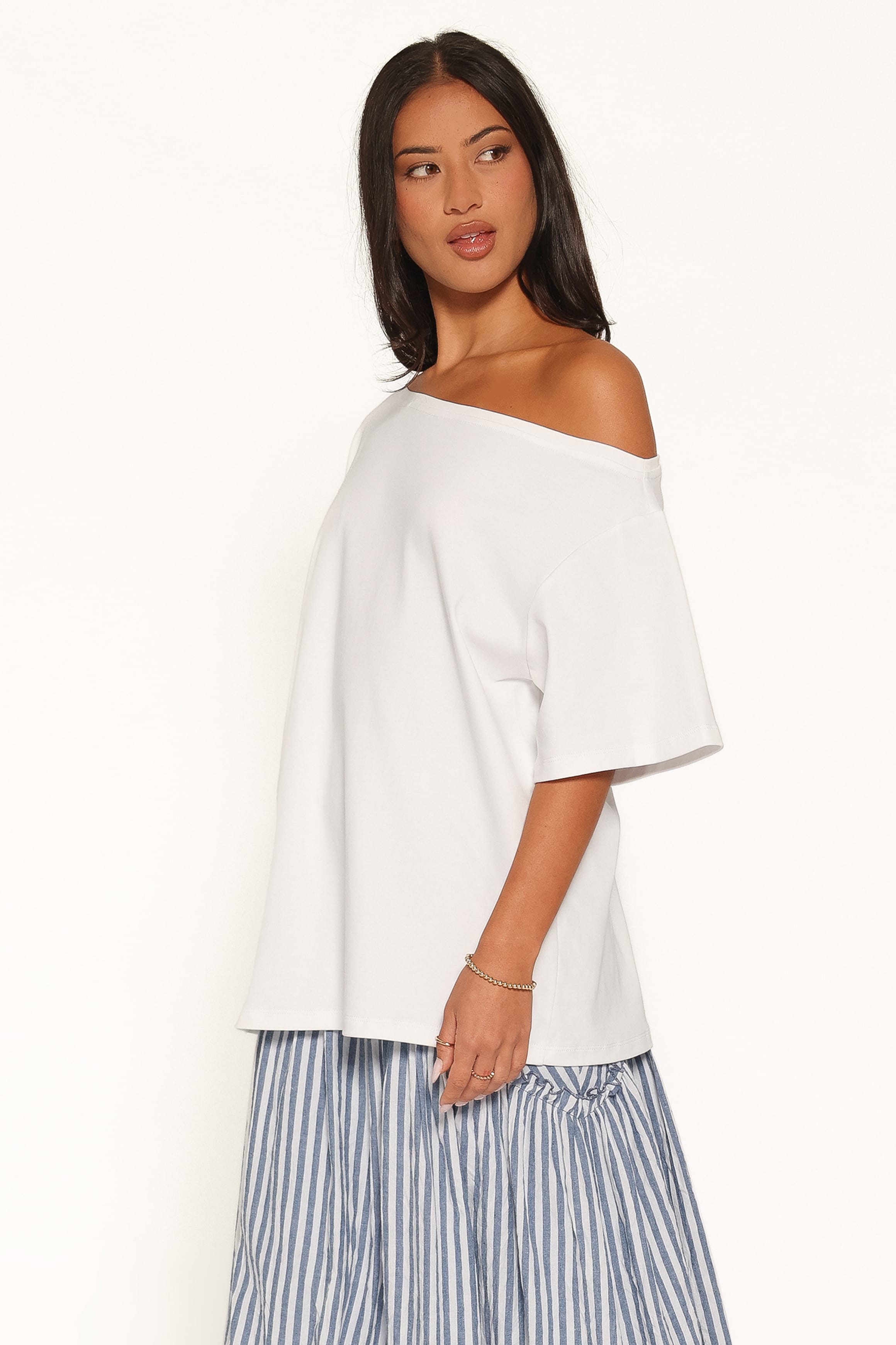TOPS Rylan One Shoulder Tee - White