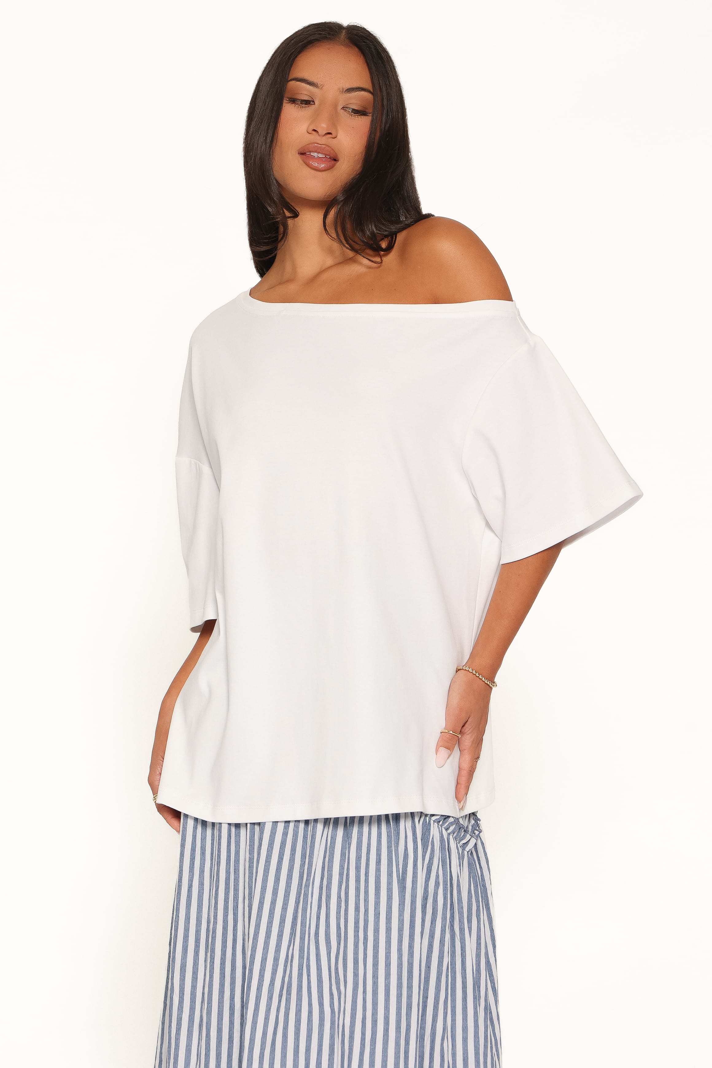 TOPS Rylan One Shoulder Tee - White