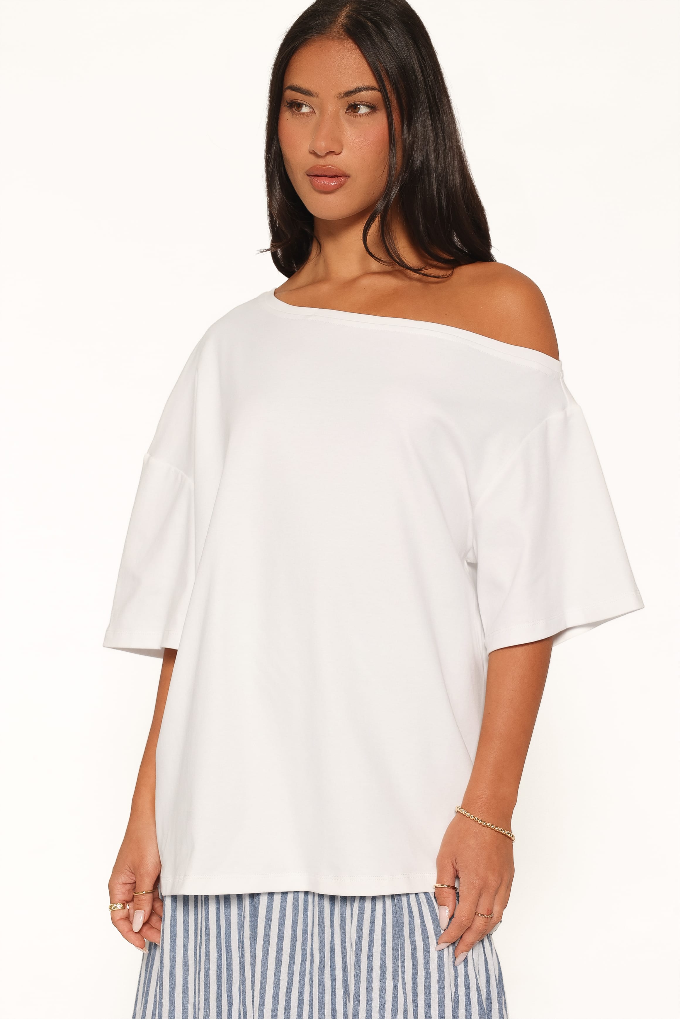 TOPS Rylan One Shoulder Tee - White