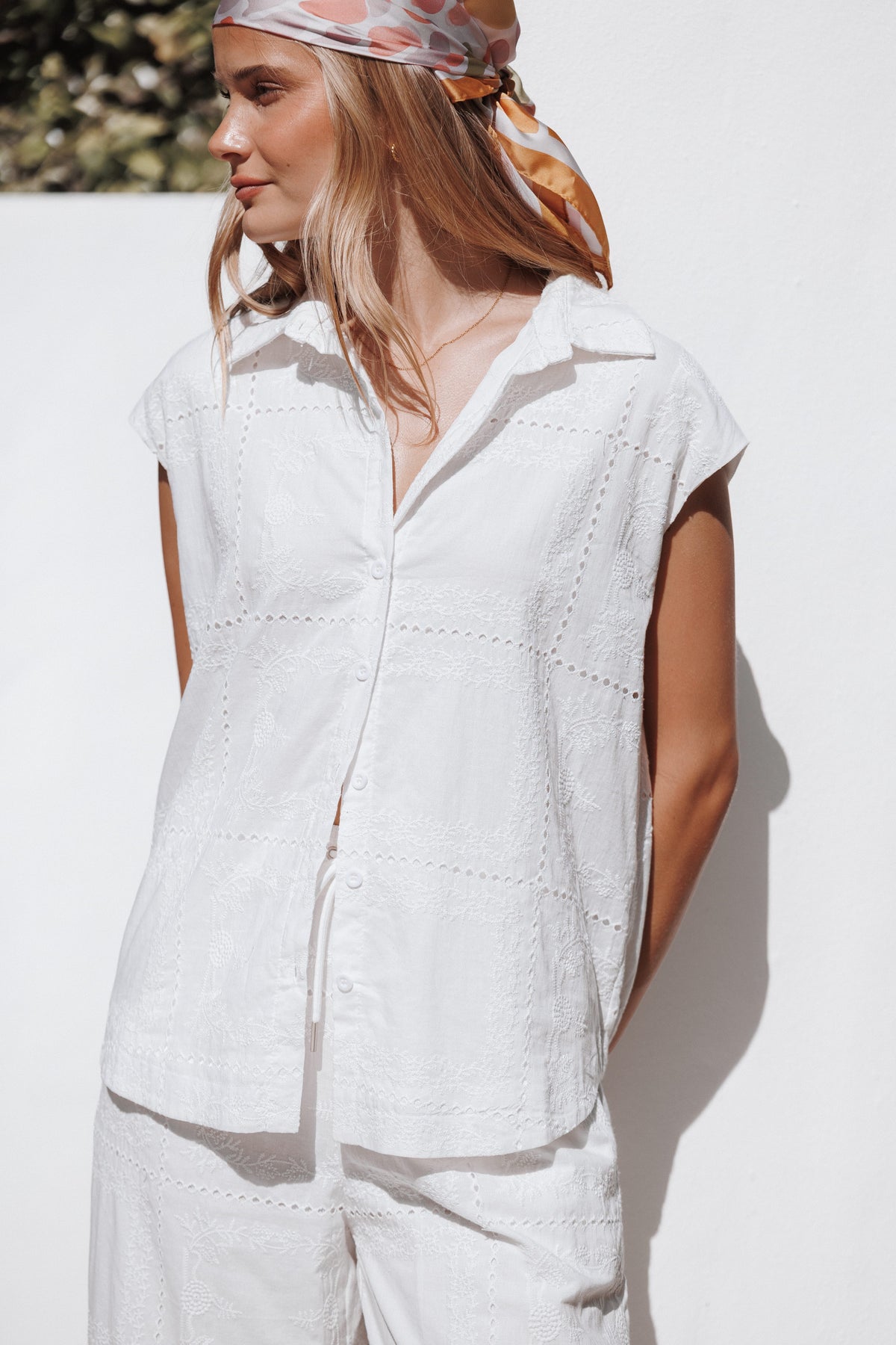 TOPS Stanlee Cap Sleeve Shirt - White