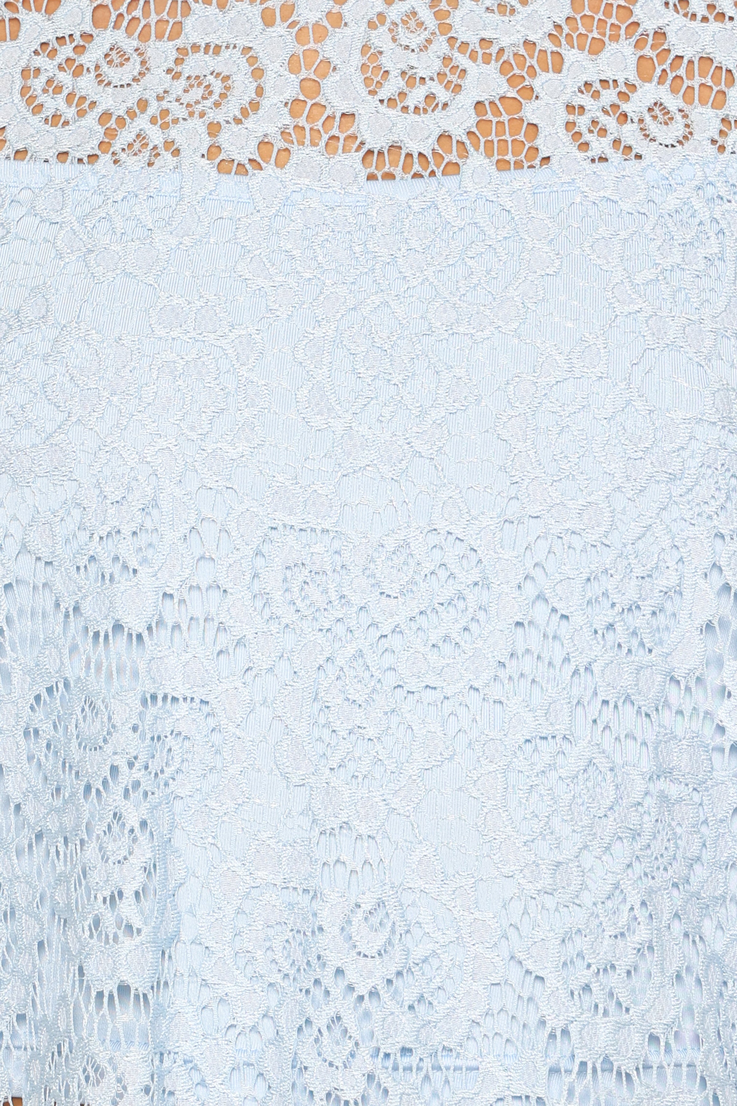 TOPS Tia Sheer Lace Tee Top - Light Blue