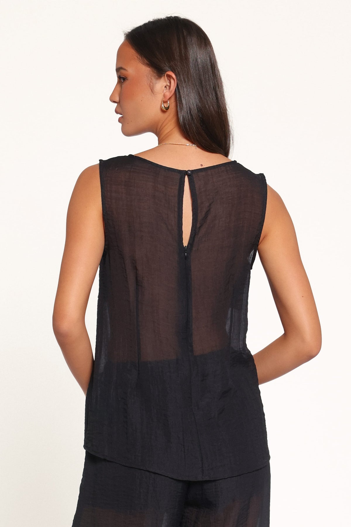 TOPS Vayla Sheer Panel Top - Black