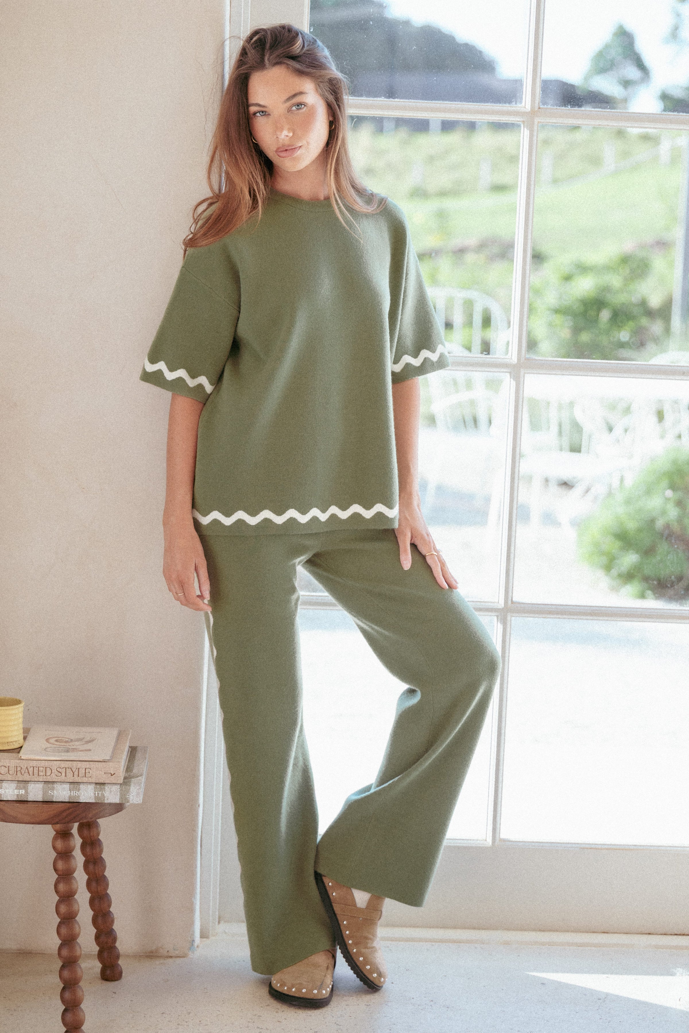 TOPS Vespa Knitted Tee - Moss Green