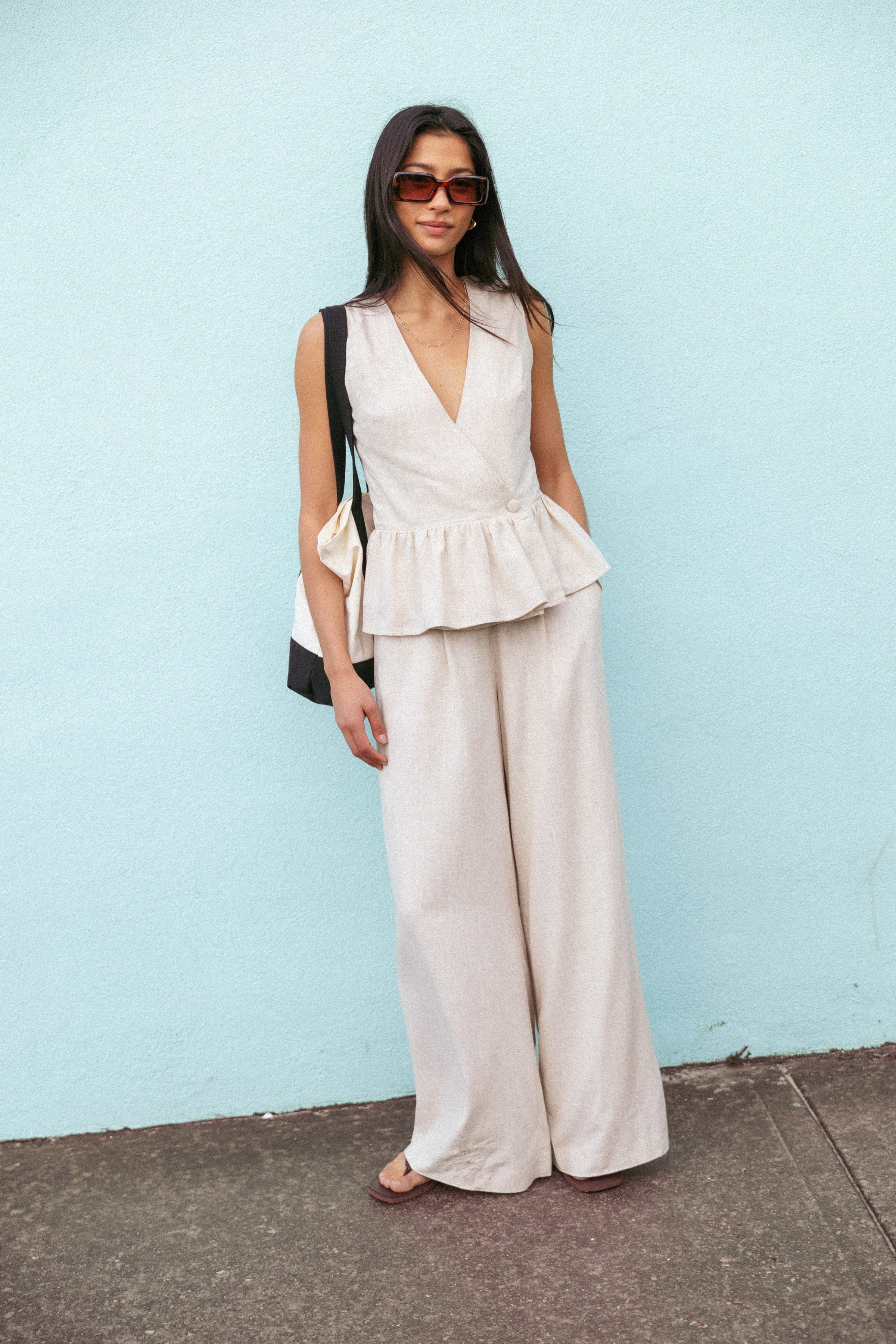 TOPS Vienna Vest Top - Oatmeal