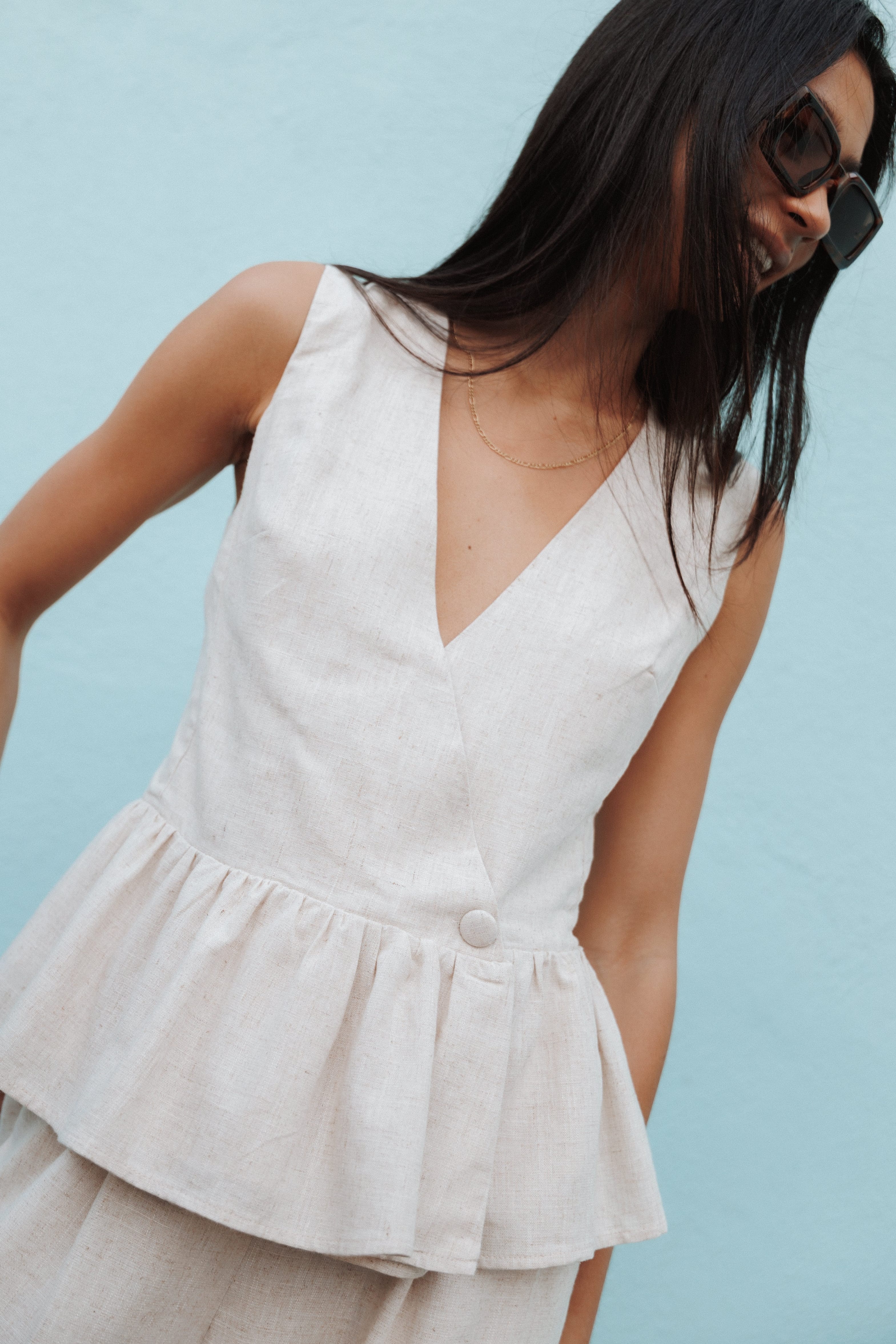 TOPS Vienna Vest Top - Oatmeal