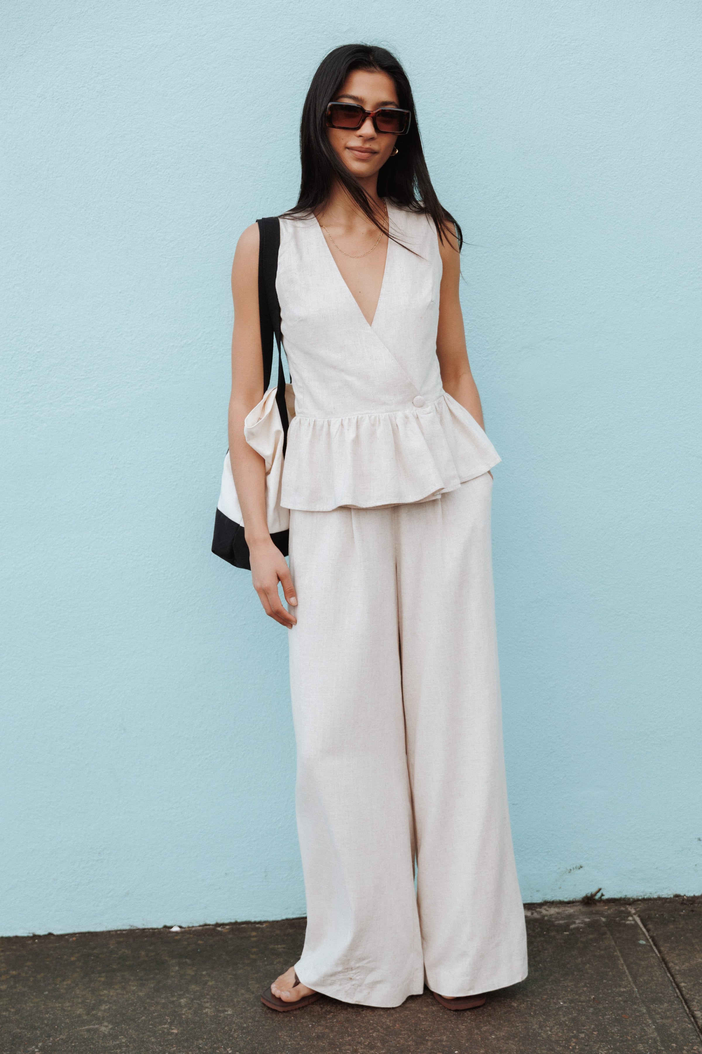 TOPS Vienna Vest Top - Oatmeal