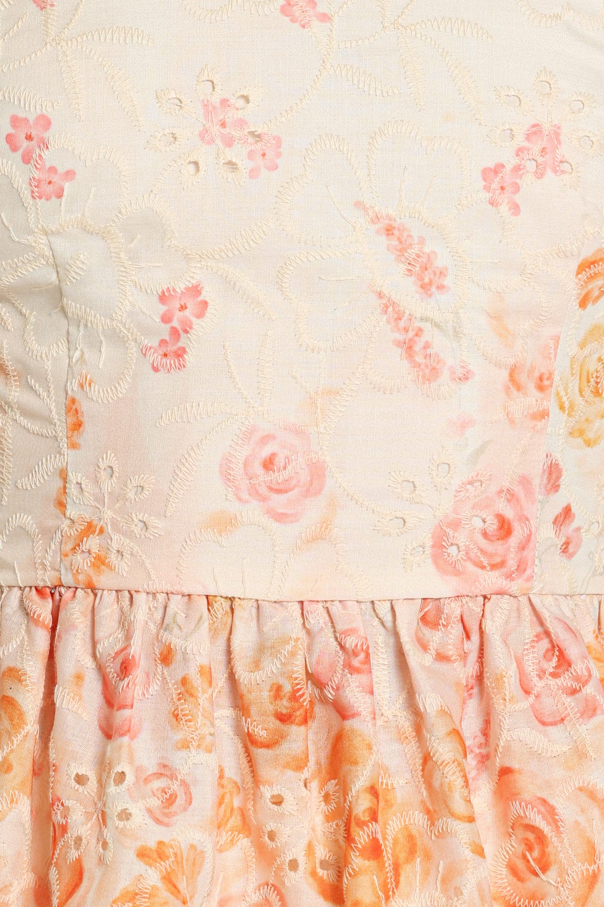 TOPS Zilmia Peplum Top - Orange Floral Broderie