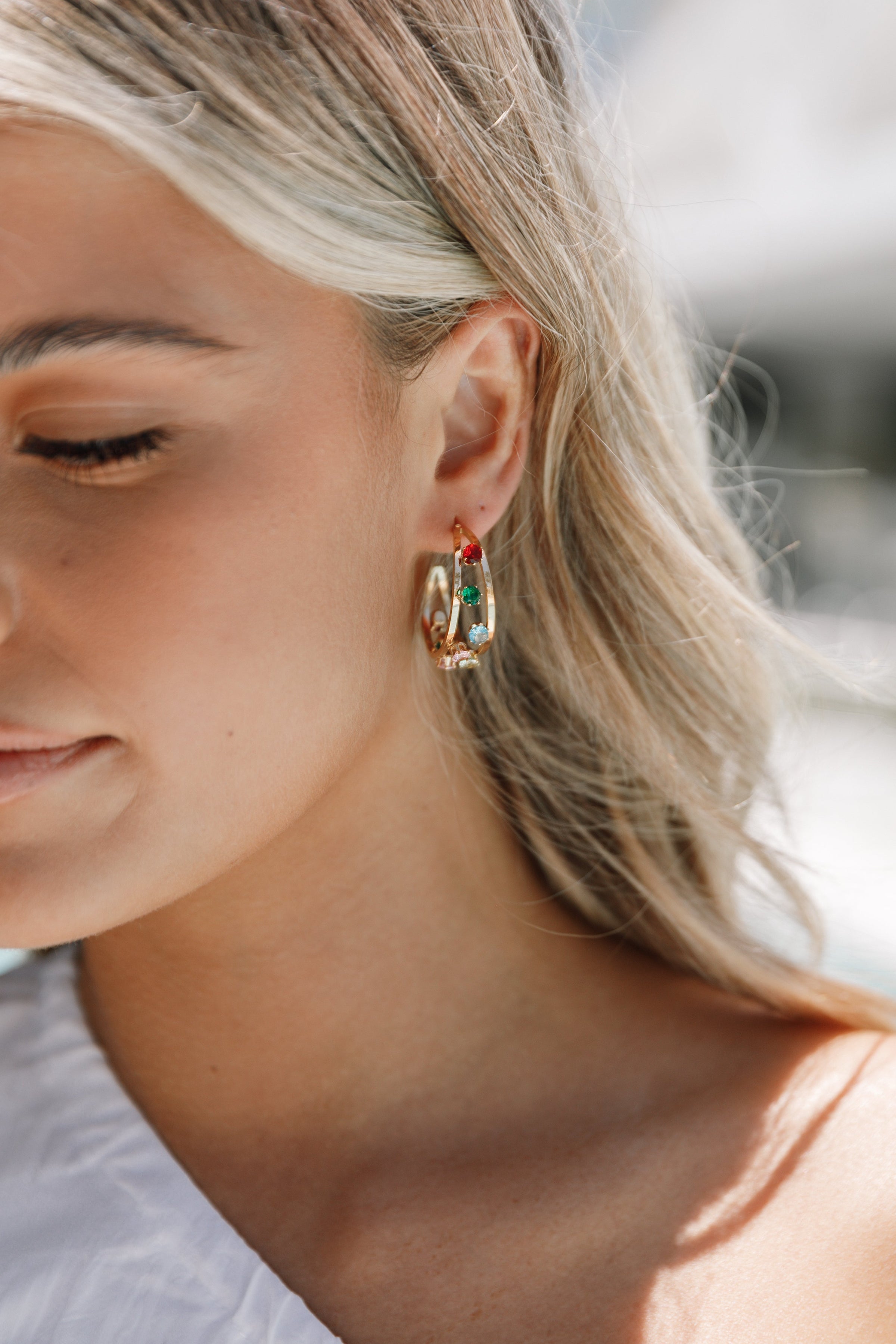 ACCESSORIES Antigoni Hoop Earrings - Gold/Multi