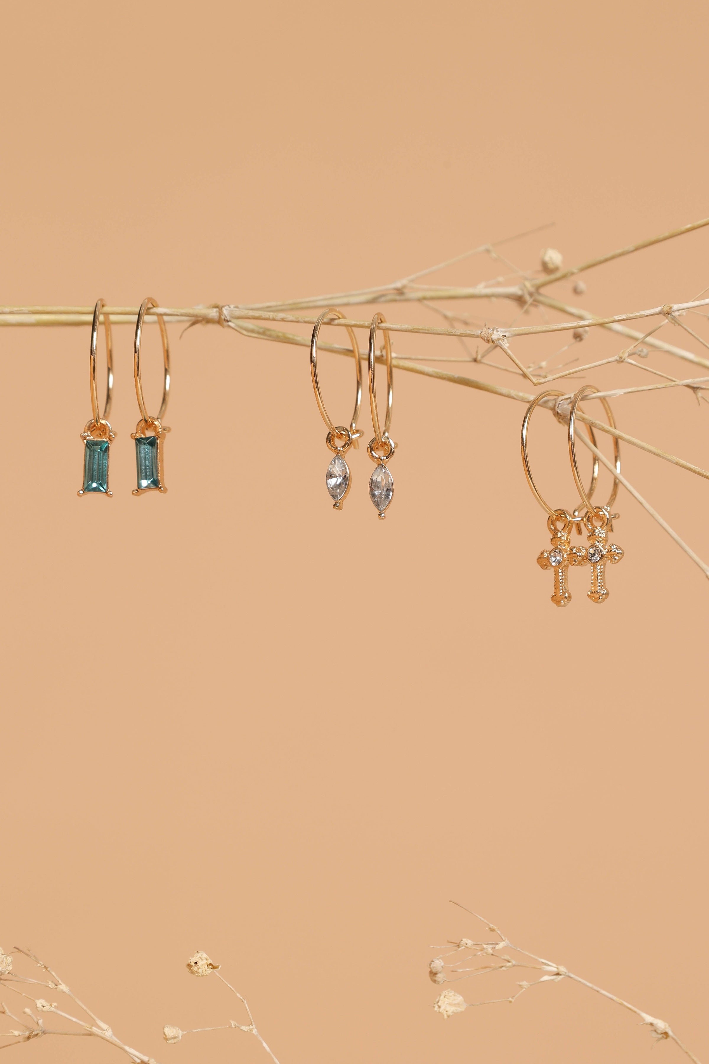 ACCESSORIES @Charlotte Drop Hoop Earrings 3 Pack - Multi