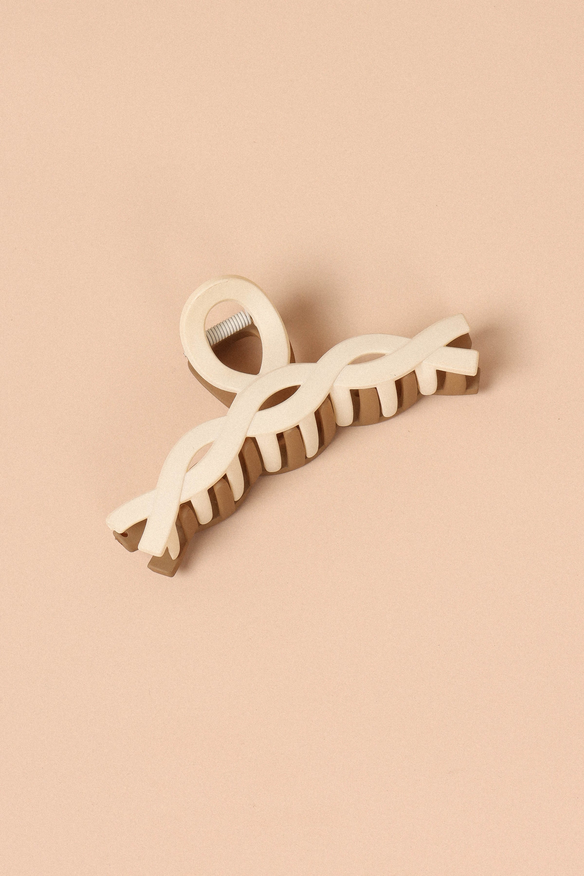 ACCESSORIES @Connie Two Tone Hairclip - White/Tan
