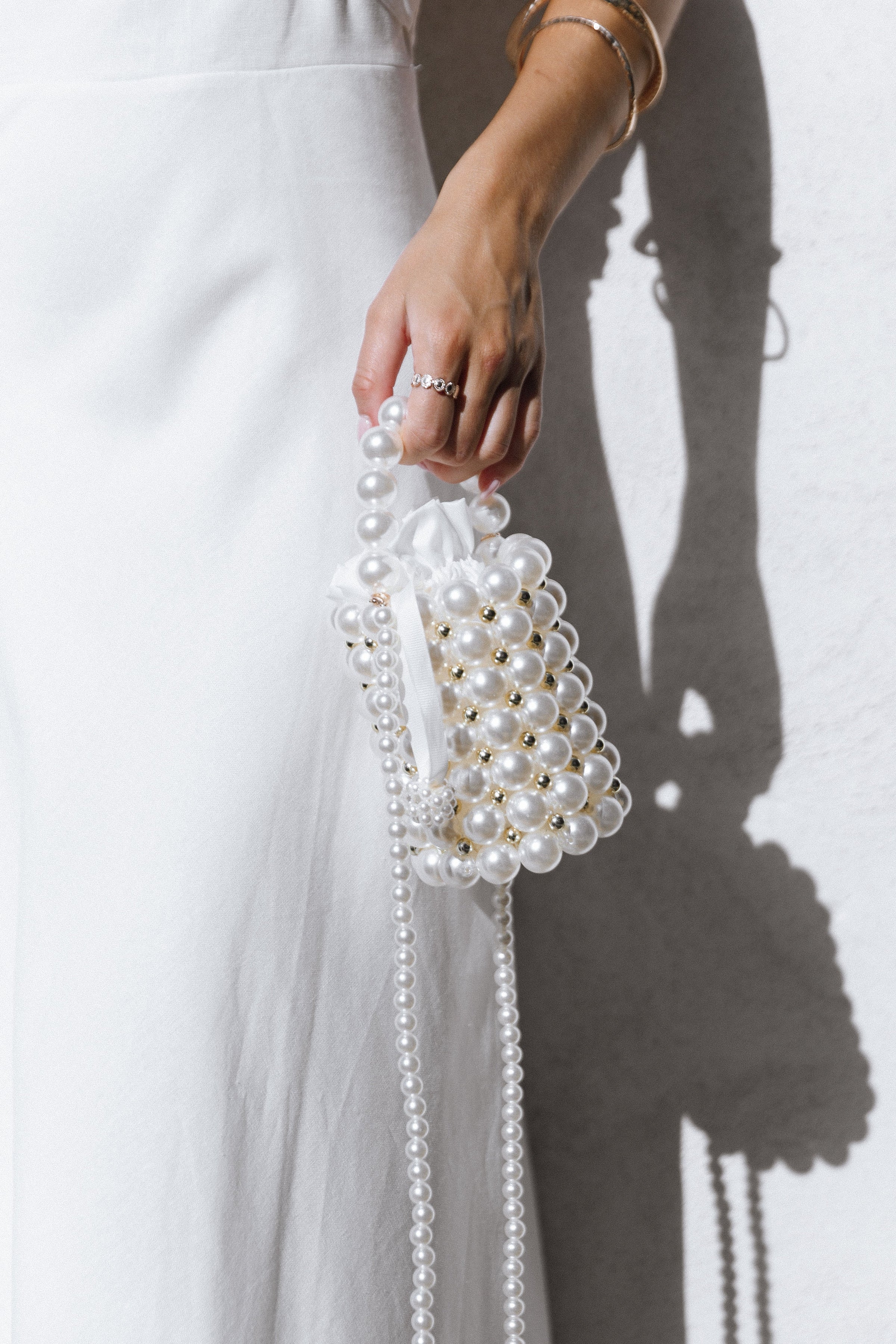 ACCESSORIES @Eleanor Beaded Bag - Pearl